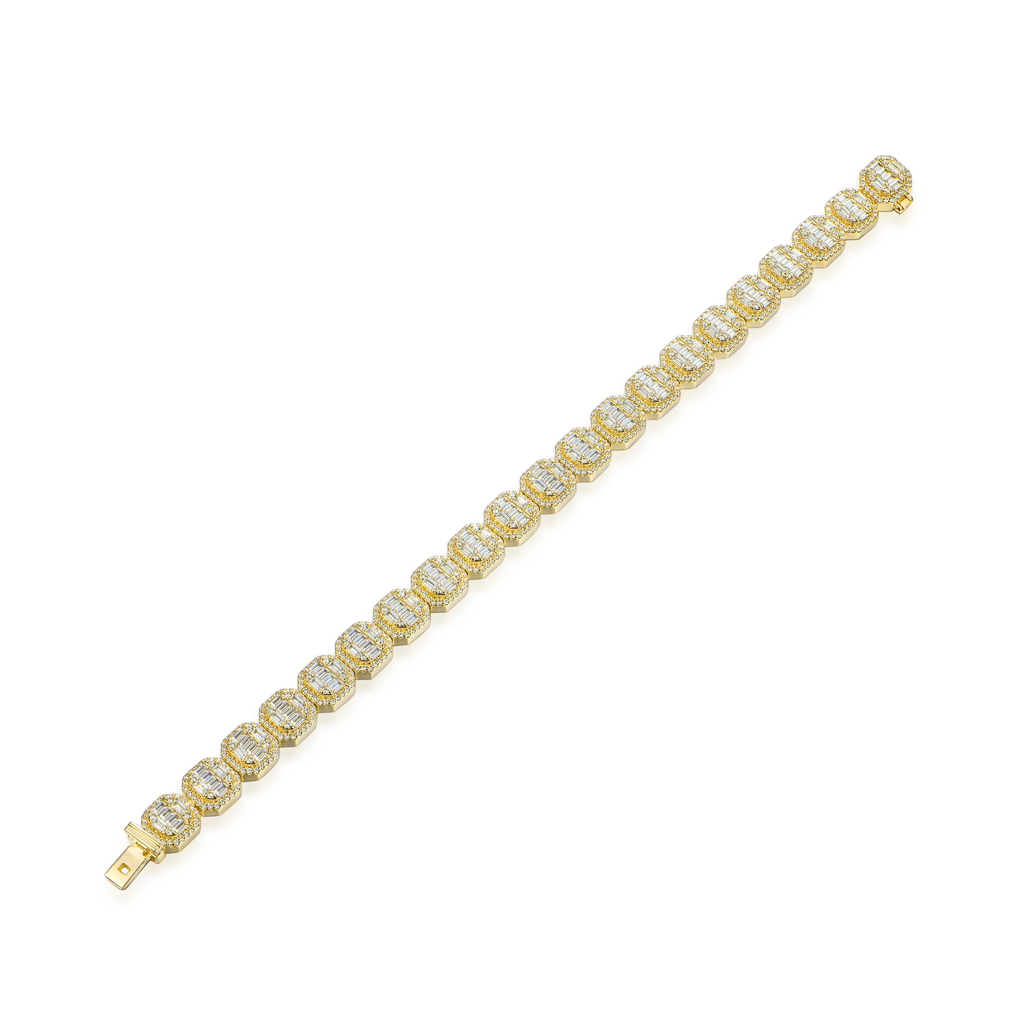 Moissanite Baguette Clustered Tennis Bracelet - 8mm - Image 11