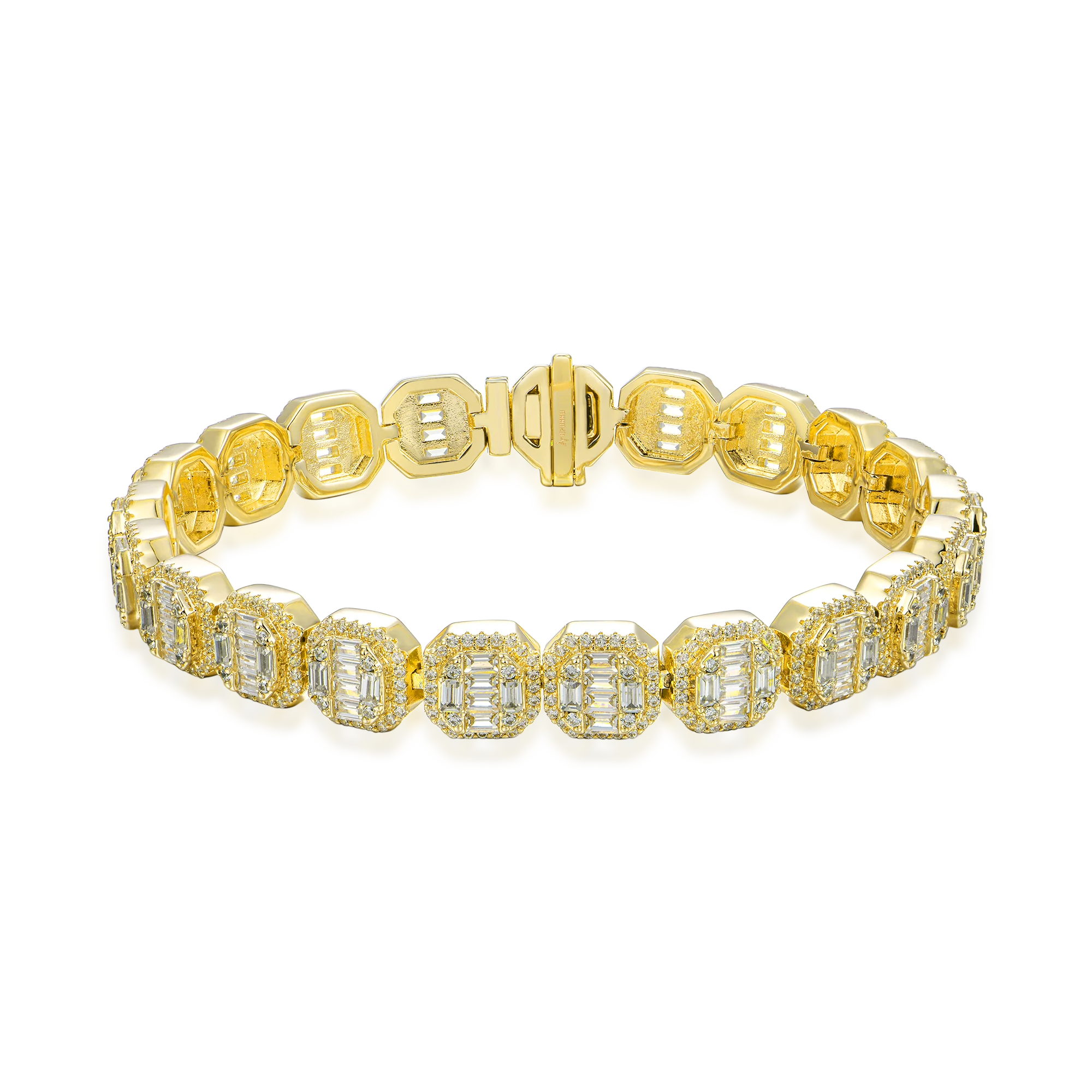 Moissanite Baguette Clustered Tennis Bracelet - 8mm - Image 9