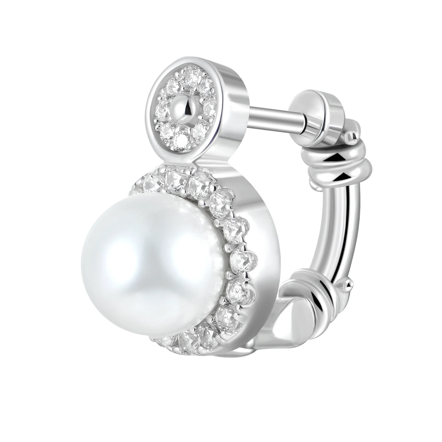 Single Barbed Wire Pearl Hoop Earring - Image 3