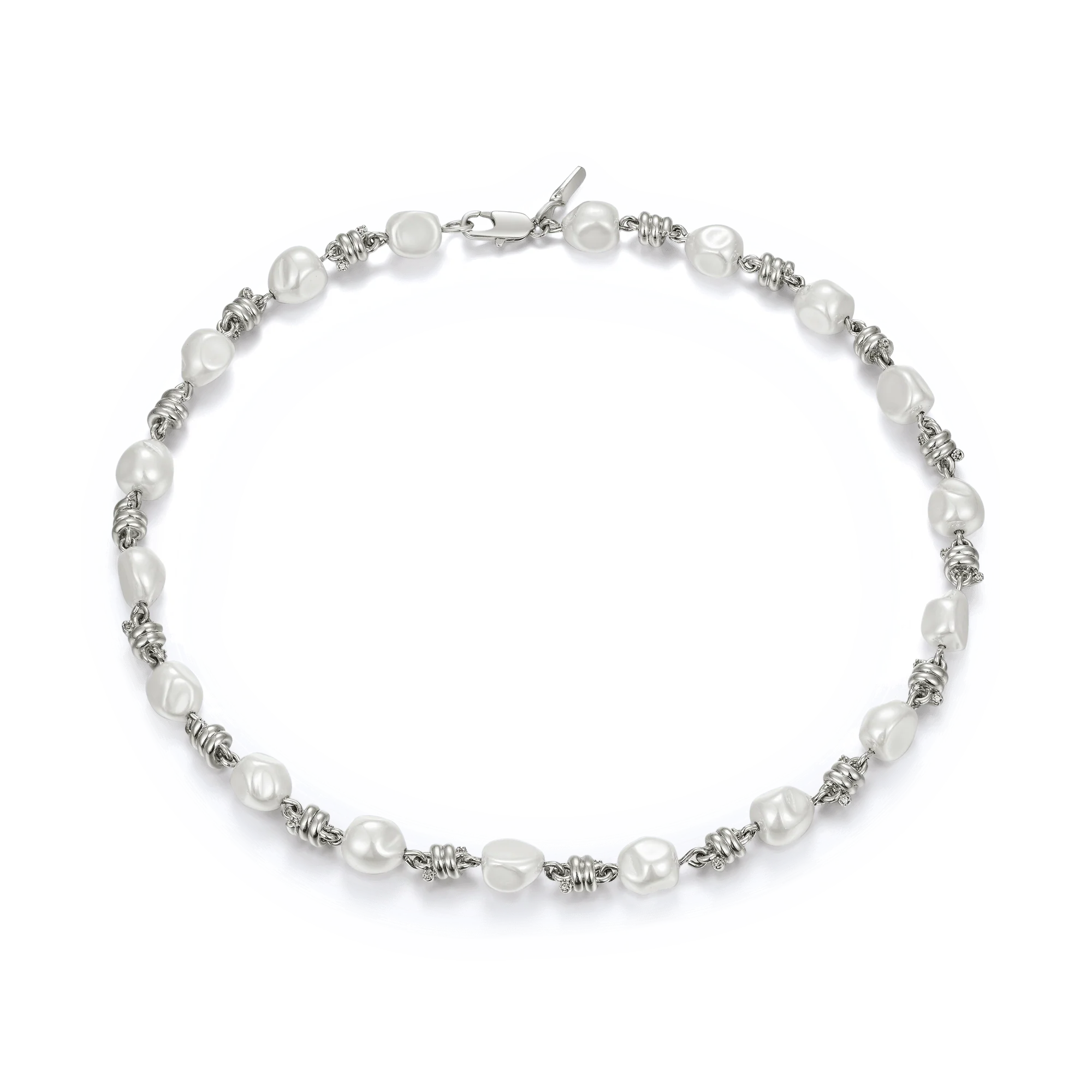 18" Barbed Wire Pearl Mix Chain - Image 3