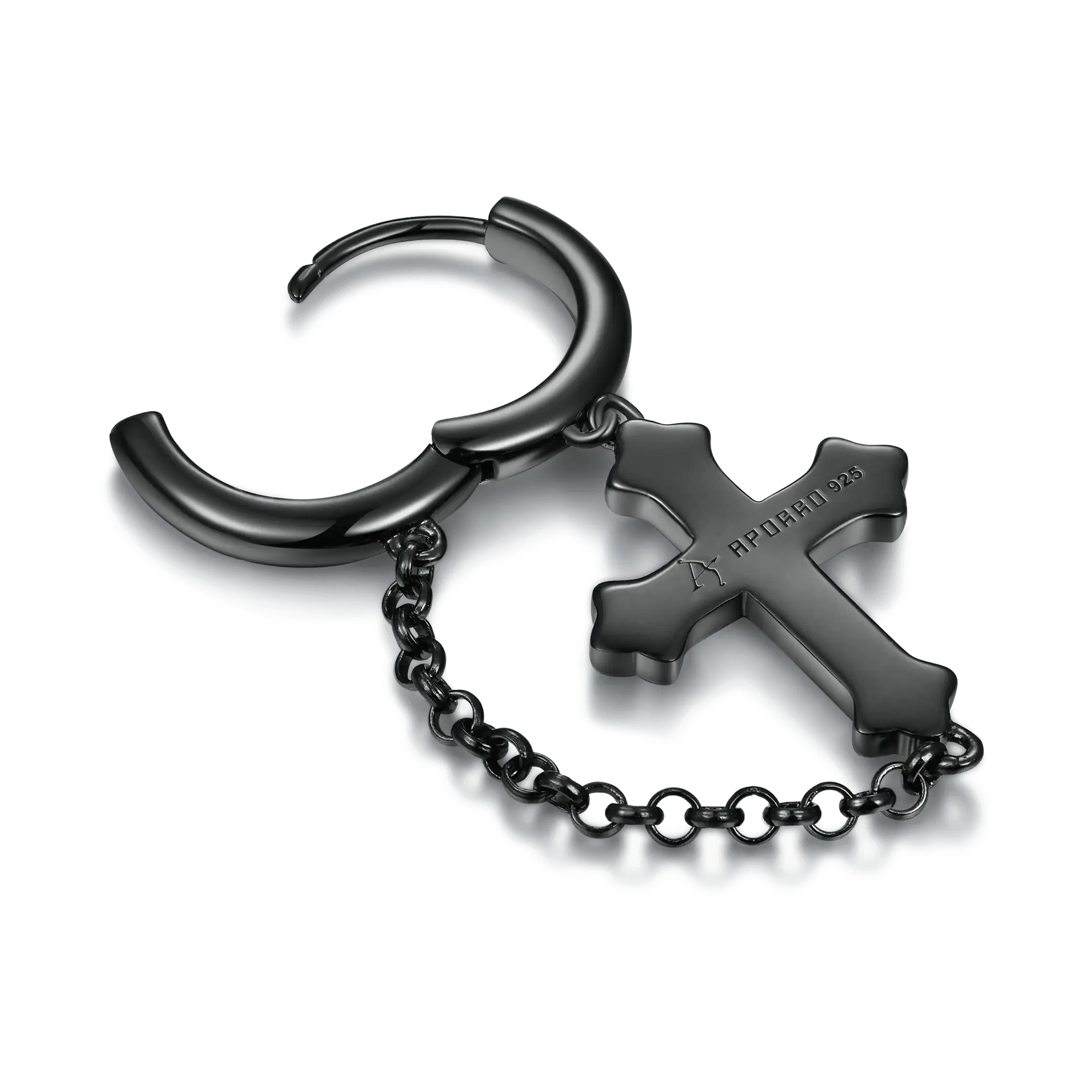 S925 Black Gothic Cross Dangly Earring - Image 10