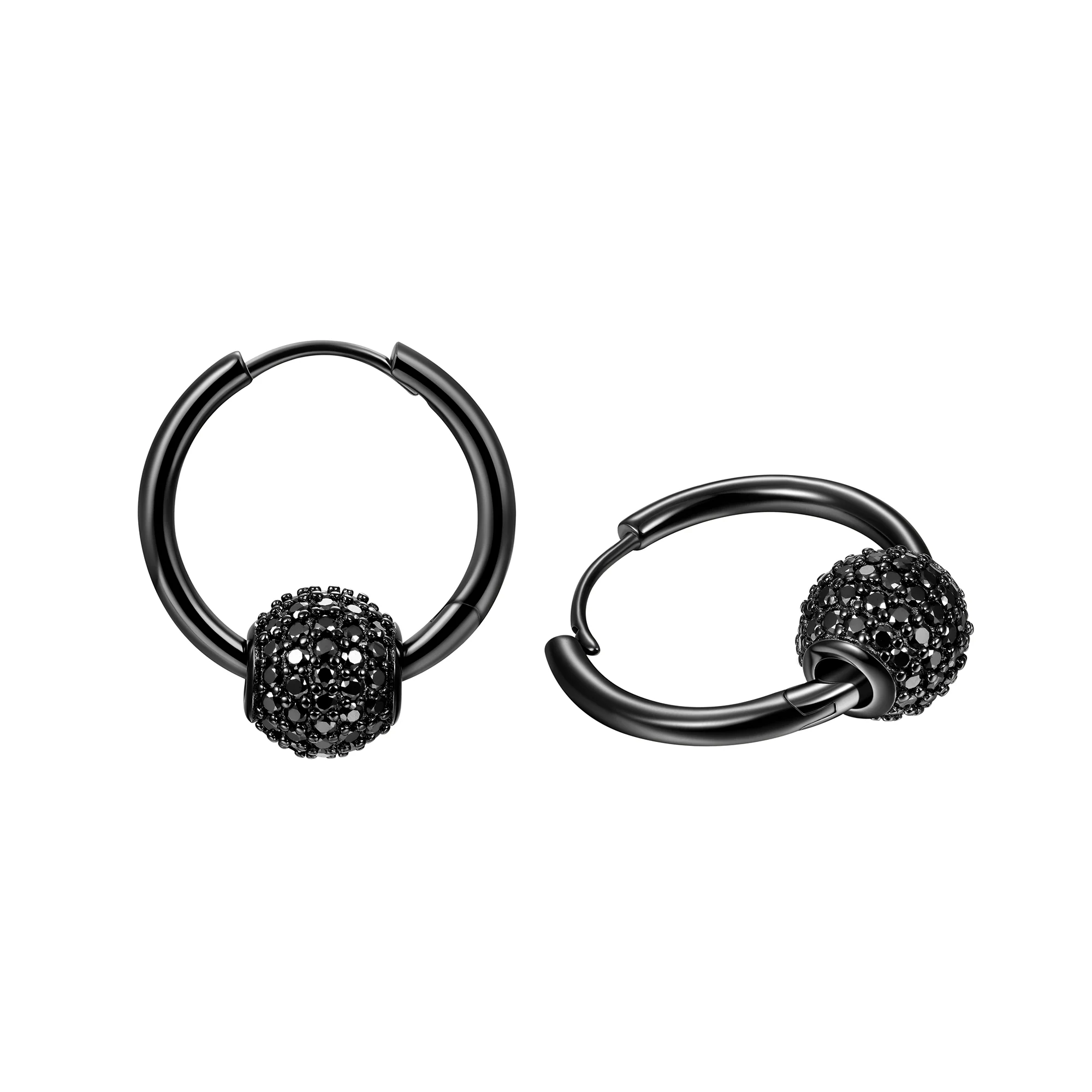 Black Moissanite S925 Hoop Earrings - Pair - Image 3