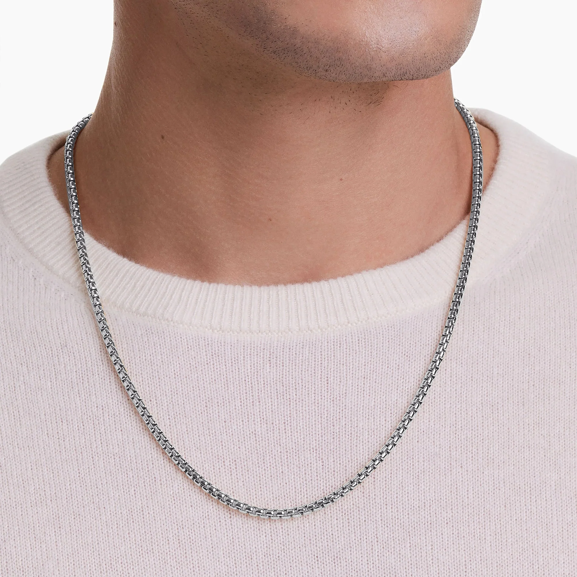 2.5mm Box Chain - White Gold - Image 2