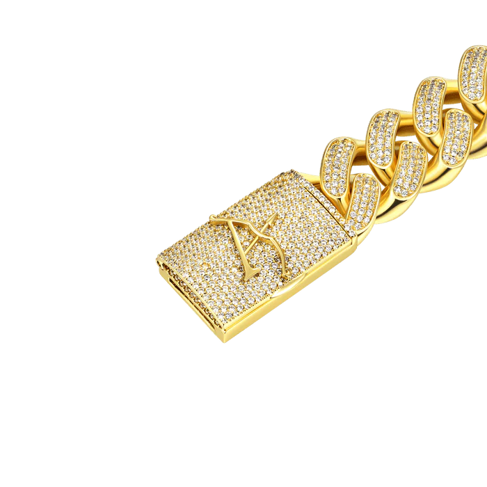 19mm AĀ® Box Clasp Cuban Link Bracelet 7"-Yellow Gold - Image 4