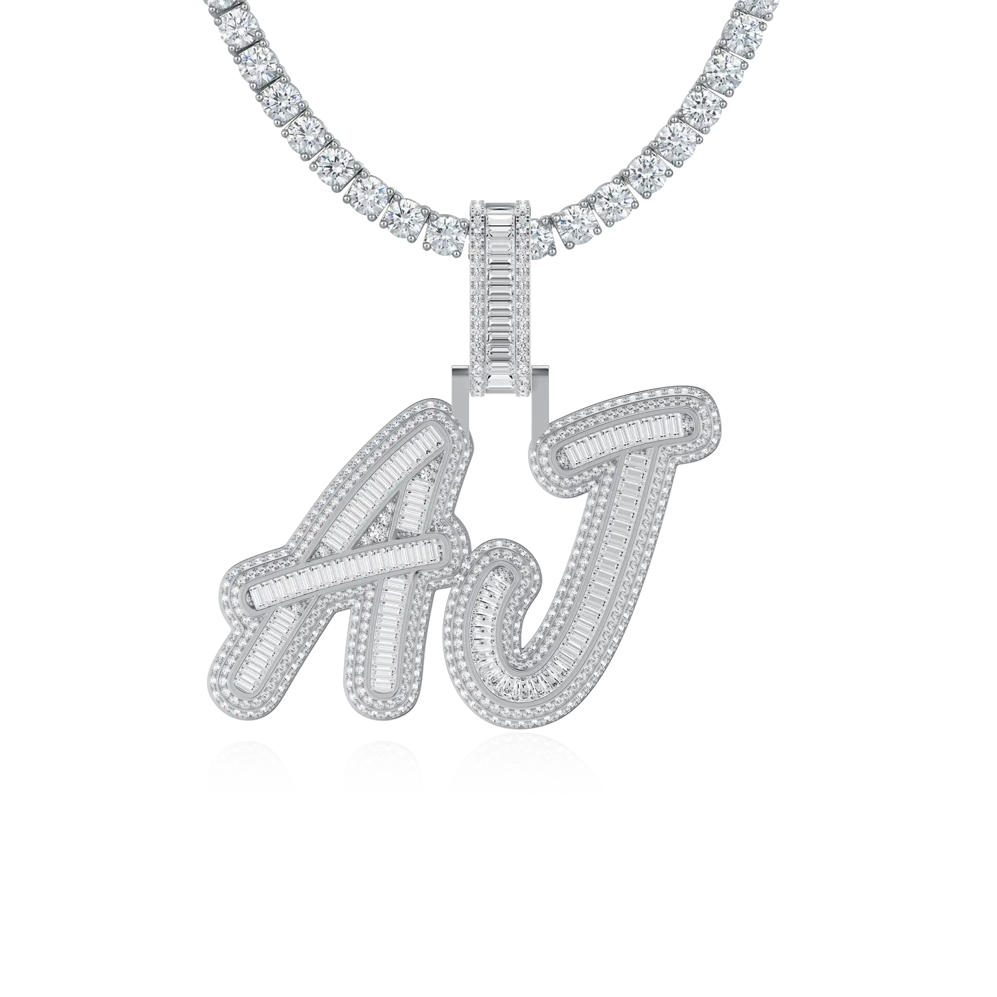 Custom Iced Out Multi-layer Baguette Font Pendant - Image 11
