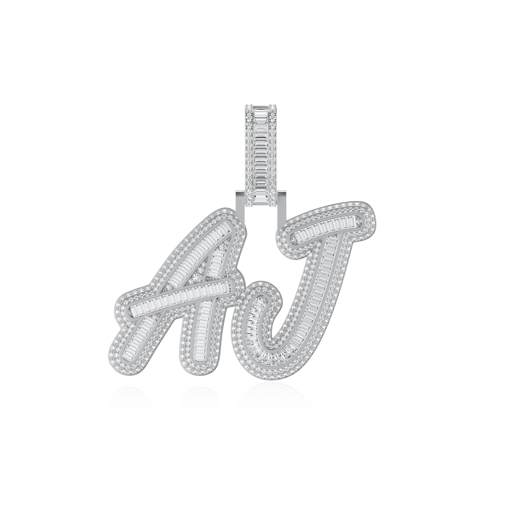 Custom Iced Out Multi-layer Baguette Font Pendant - Image 12