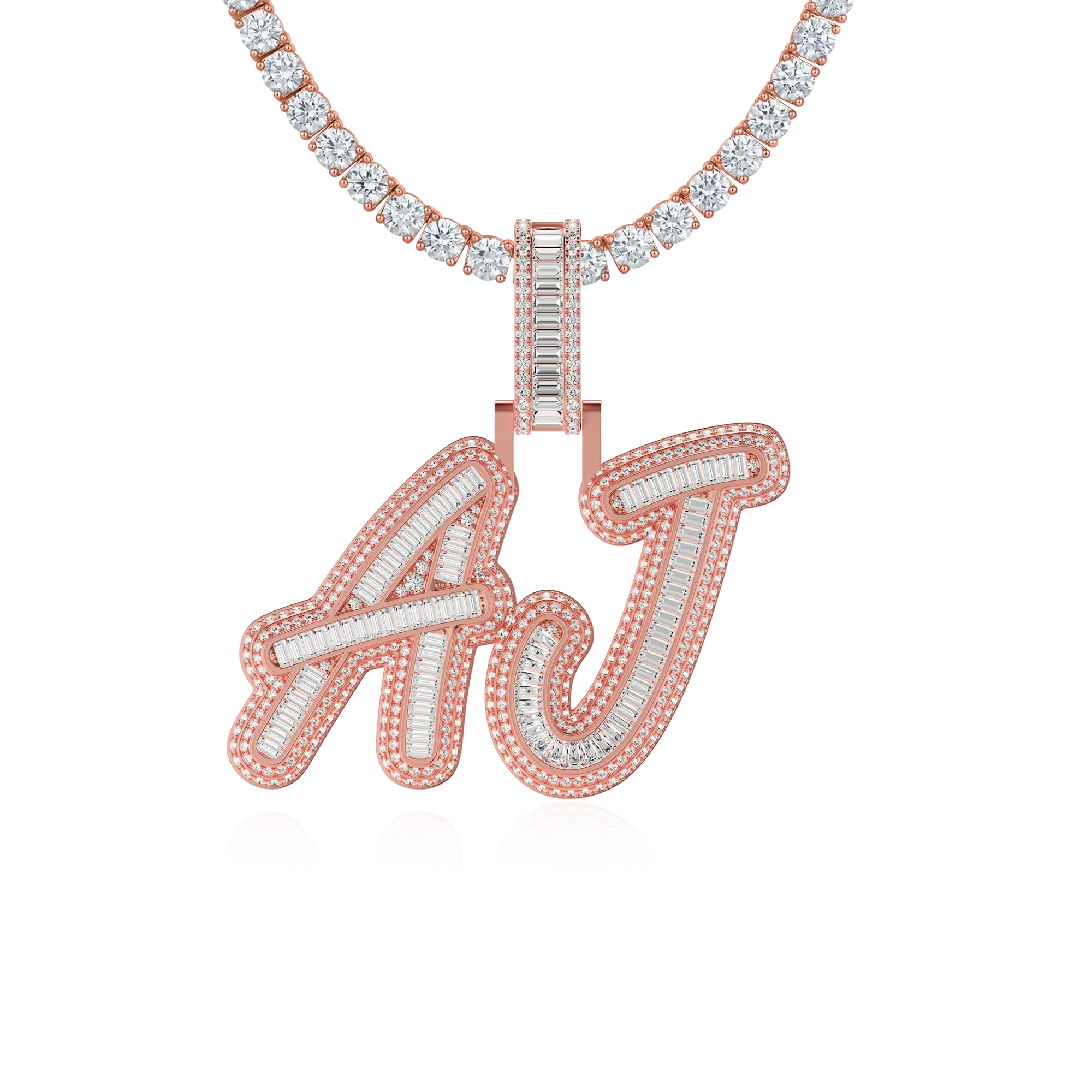 Custom Iced Out Multi-layer Baguette Font Pendant - Image 14