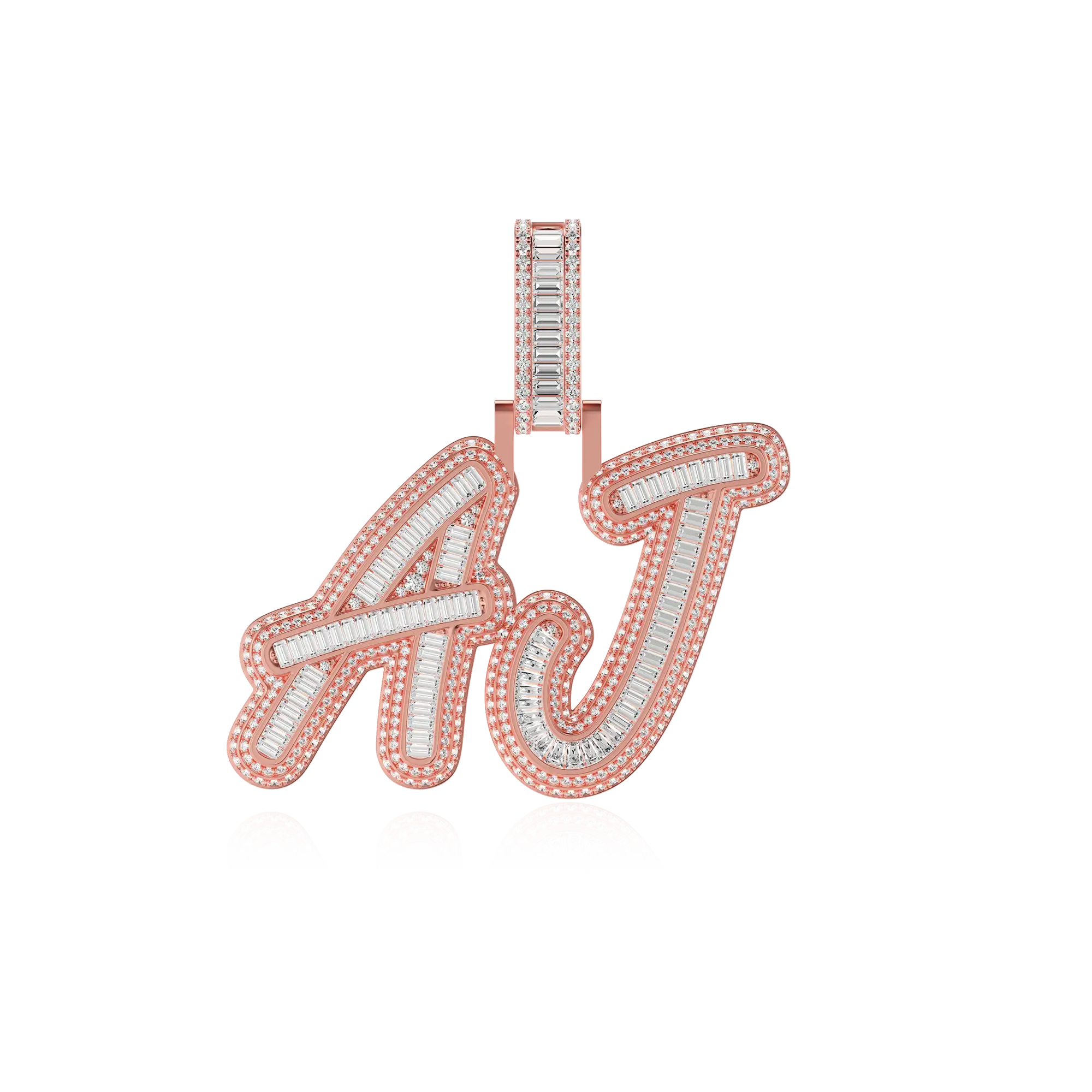 Custom Iced Out Multi-layer Baguette Font Pendant - Image 15