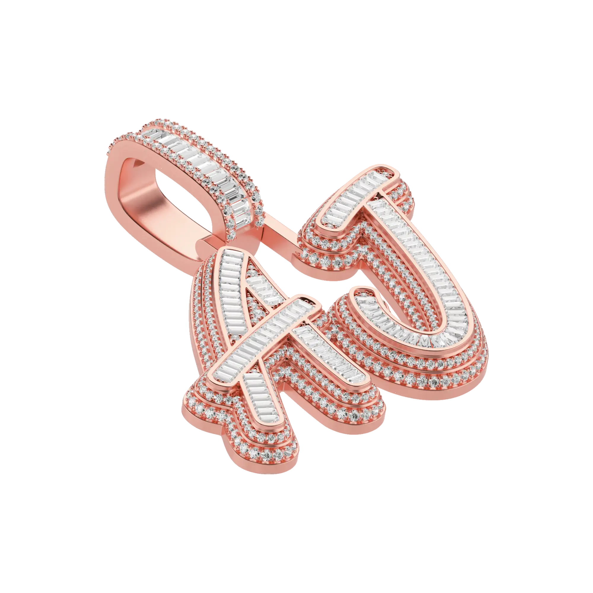Custom Iced Out Multi-layer Baguette Font Pendant - Image 16
