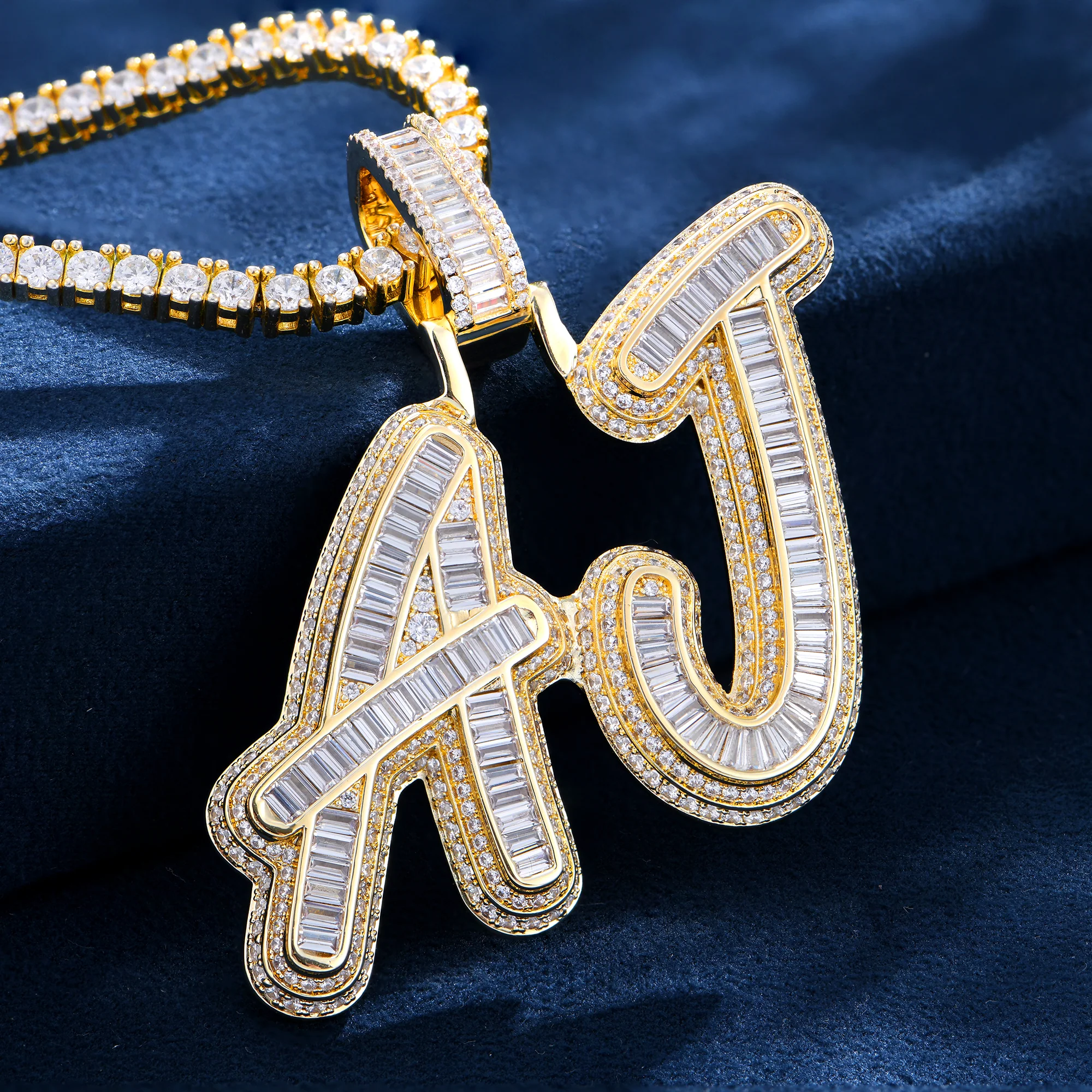 Custom Iced Out Multi-layer Baguette Font Pendant - Image 3