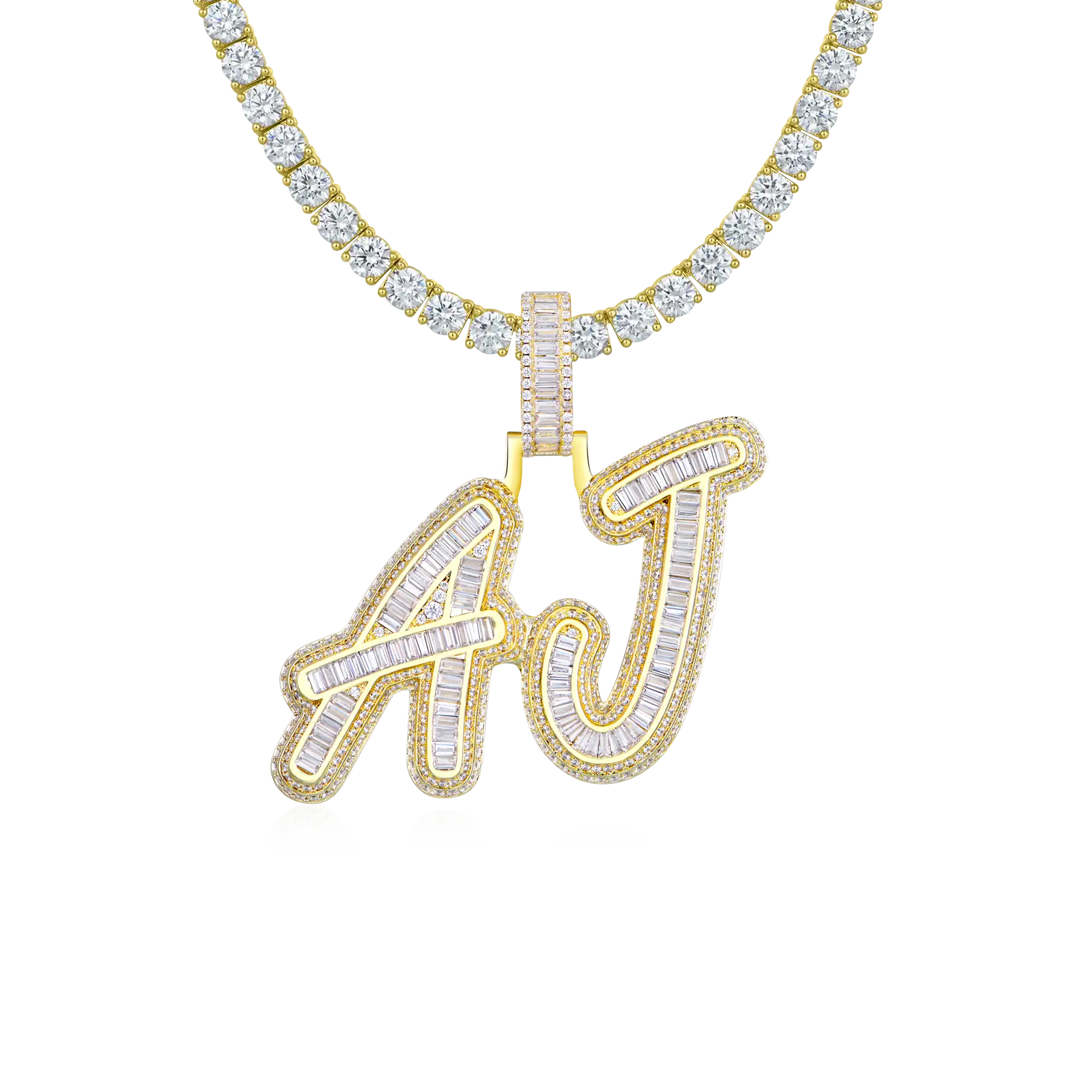 Custom Iced Out Multi-layer Baguette Font Pendant - Image 9