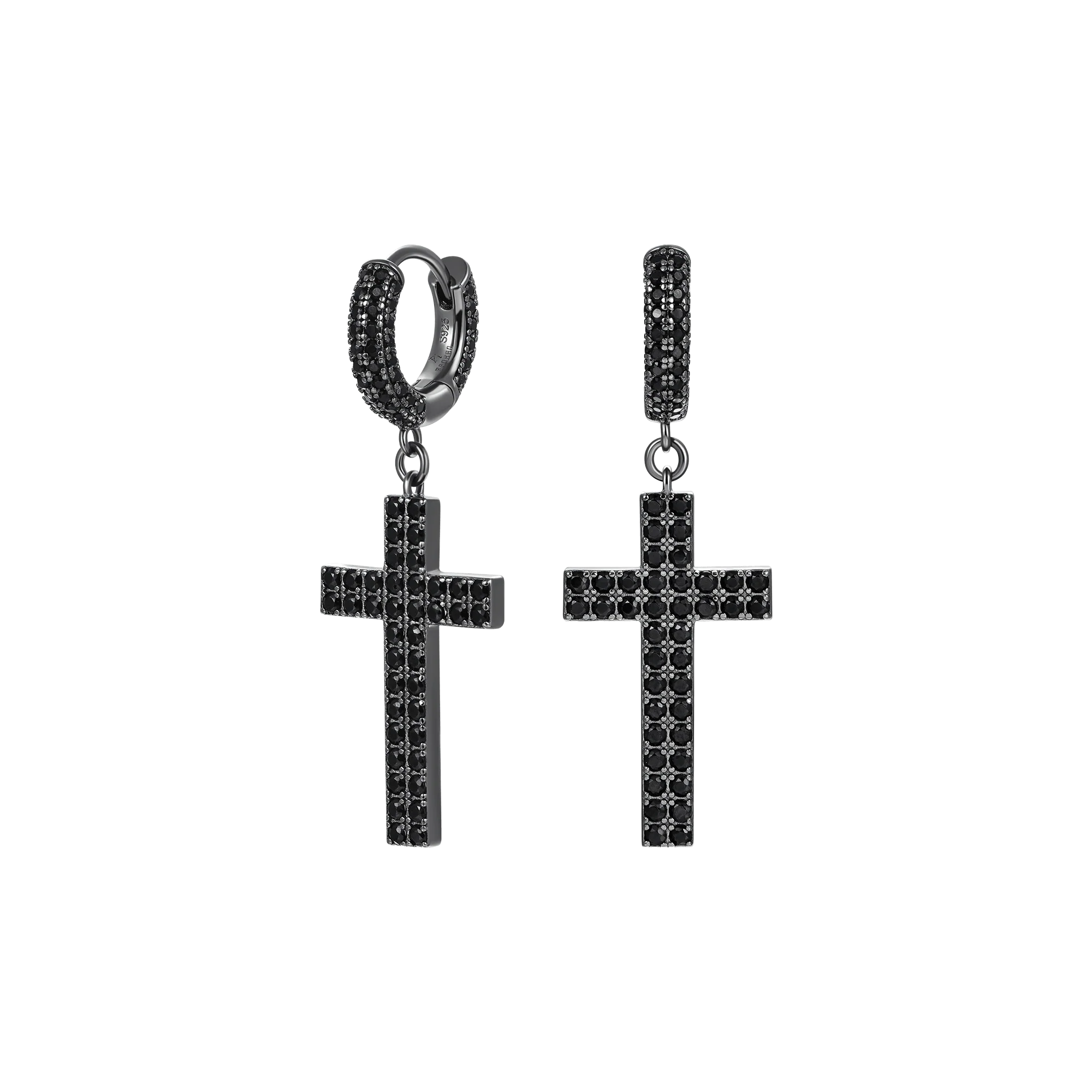 S925 Cross Earring (with Two-Row Gems) - Image 11