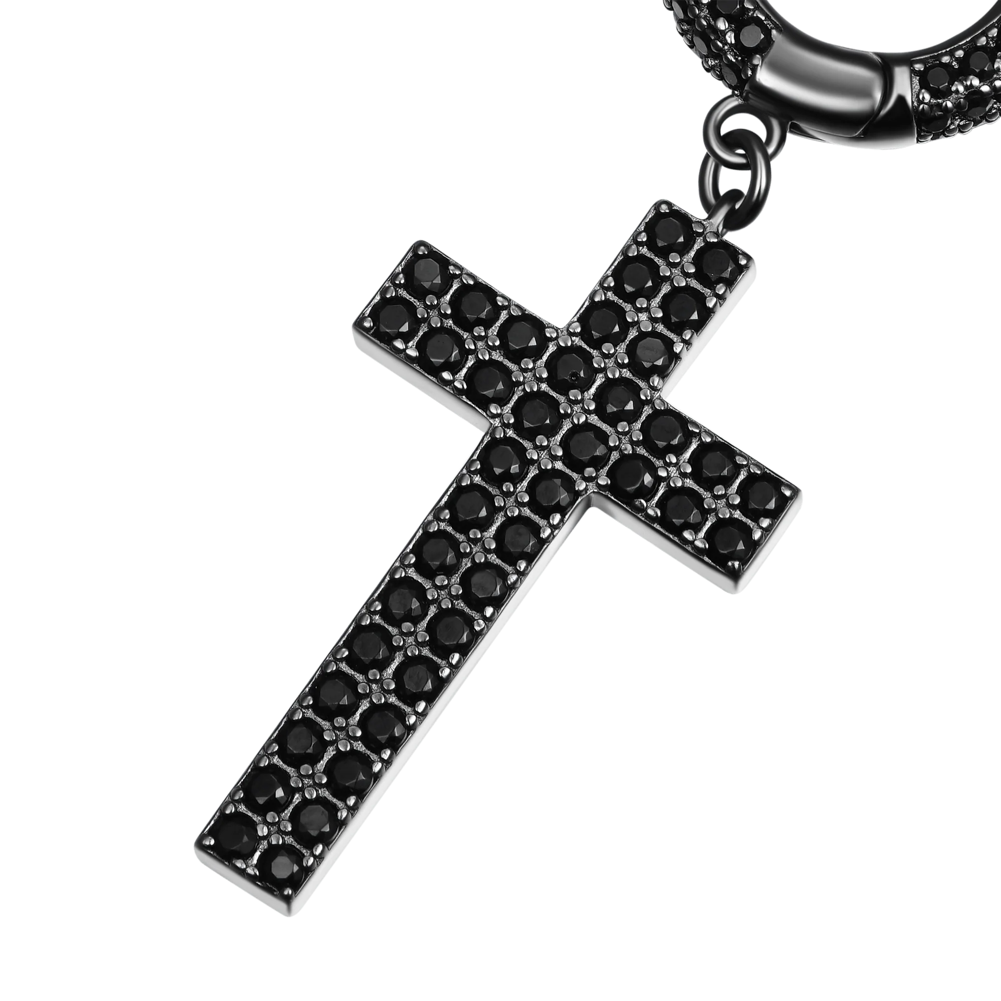 S925 Cross Earring (with Two-Row Gems) - Image 16