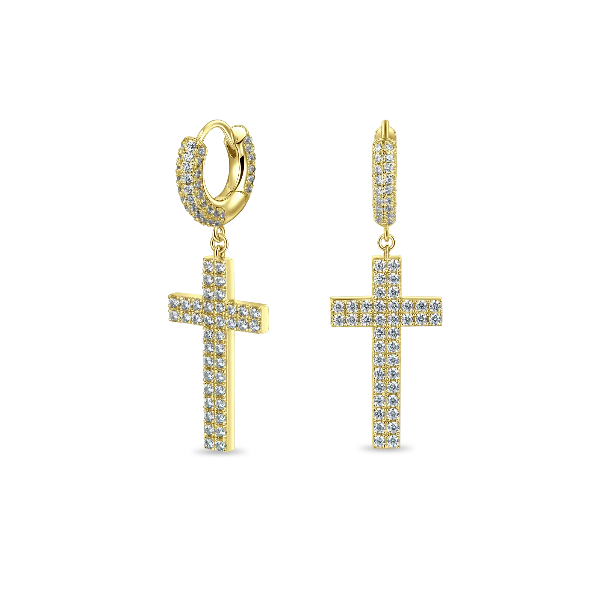 S925 Cross Earring (with Two-Row Gems) - Image 7