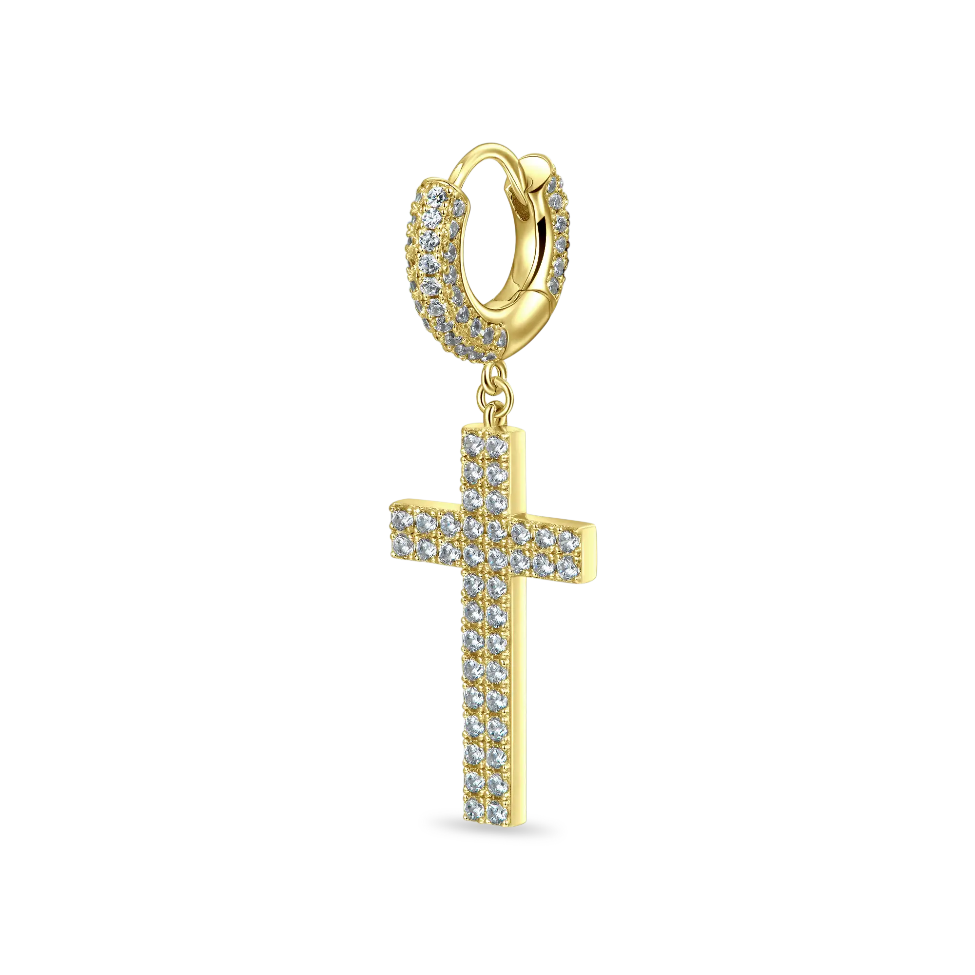 S925 Cross Earring (with Two-Row Gems) - Image 8