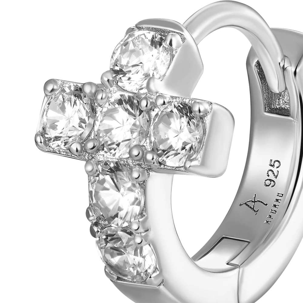 Single Cross Hoop Earring - Image 5