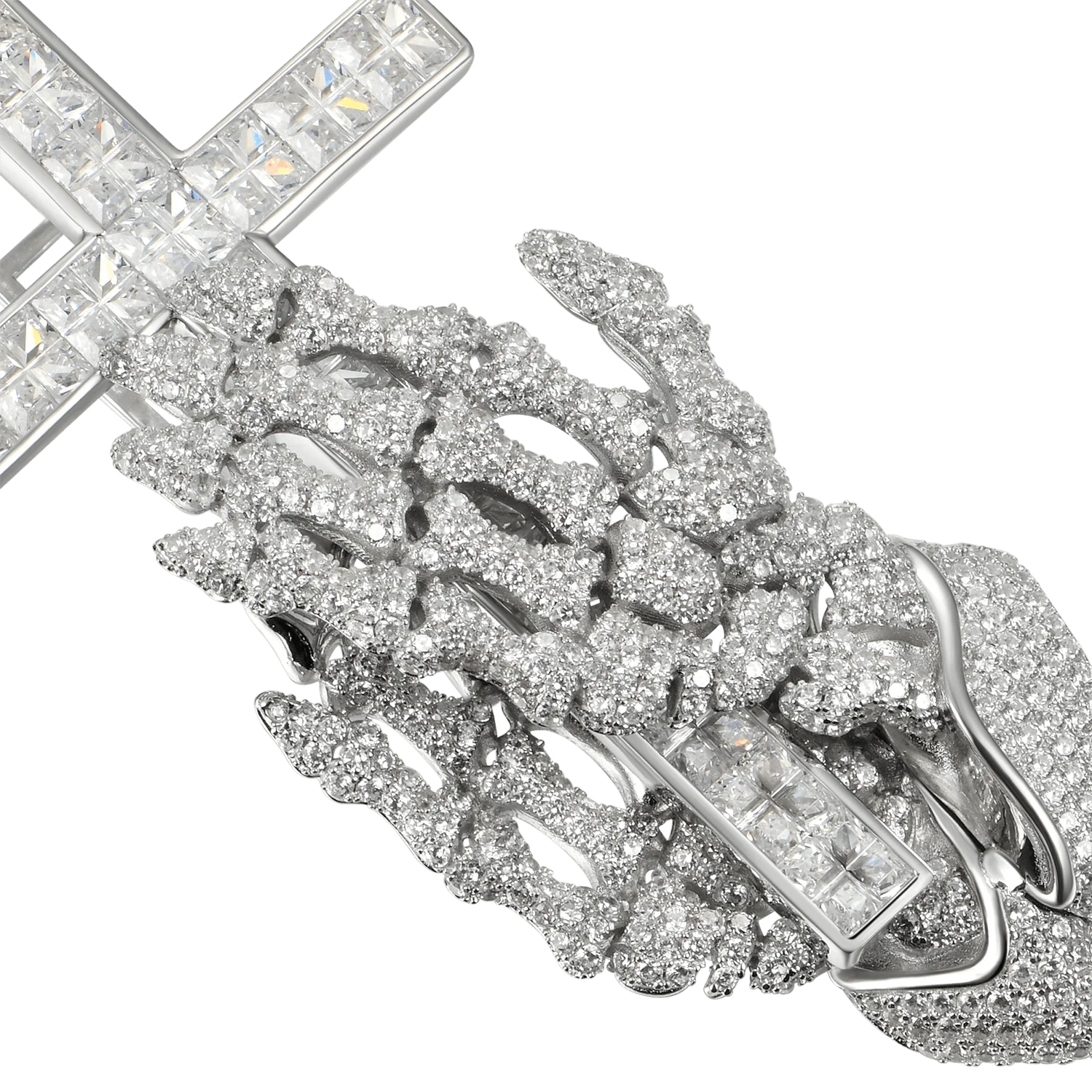 Praying Skeleton Hands Cross Pendant - Image 6