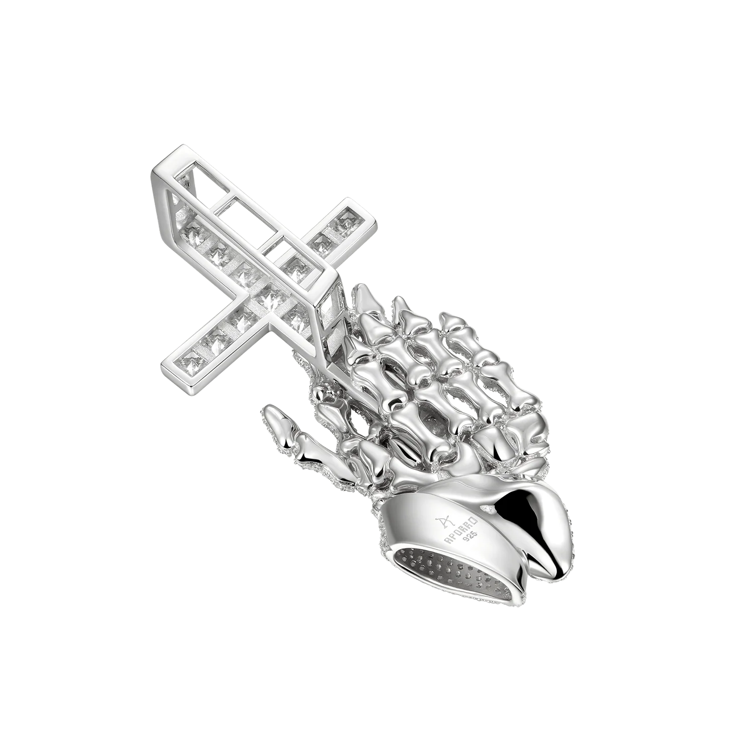 Praying Skeleton Hands Cross Pendant - Image 8
