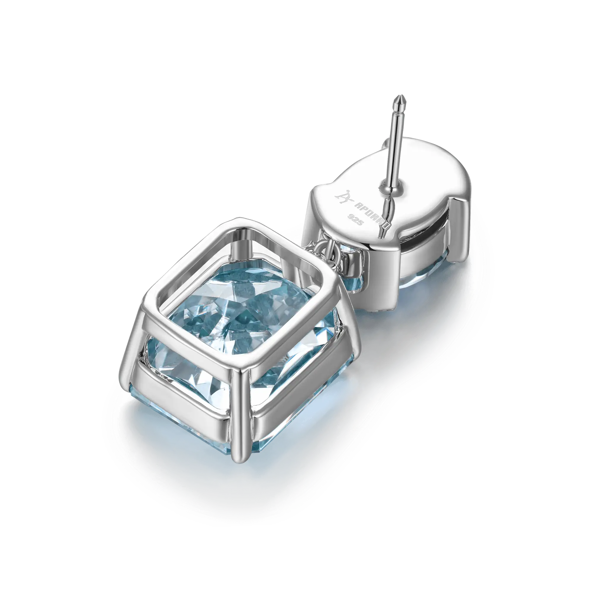 S925 Crushed Ice Emerald Cut Drop Earring - Blue Gray - Image 5