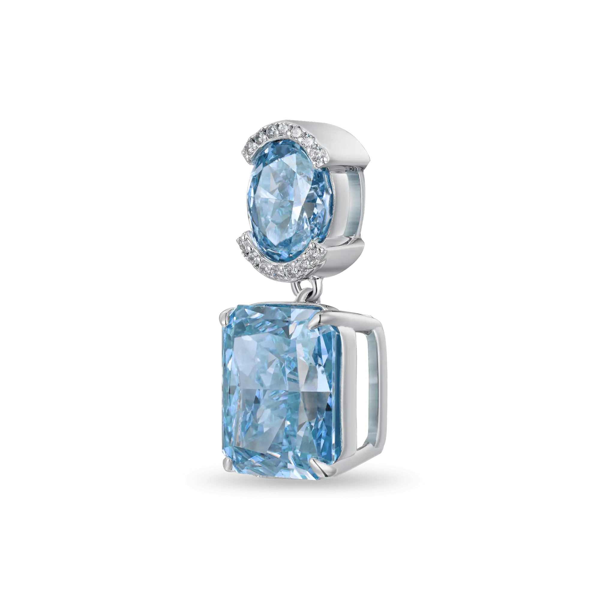 Crushed Ice Emerald Cut Drop Earring - Single