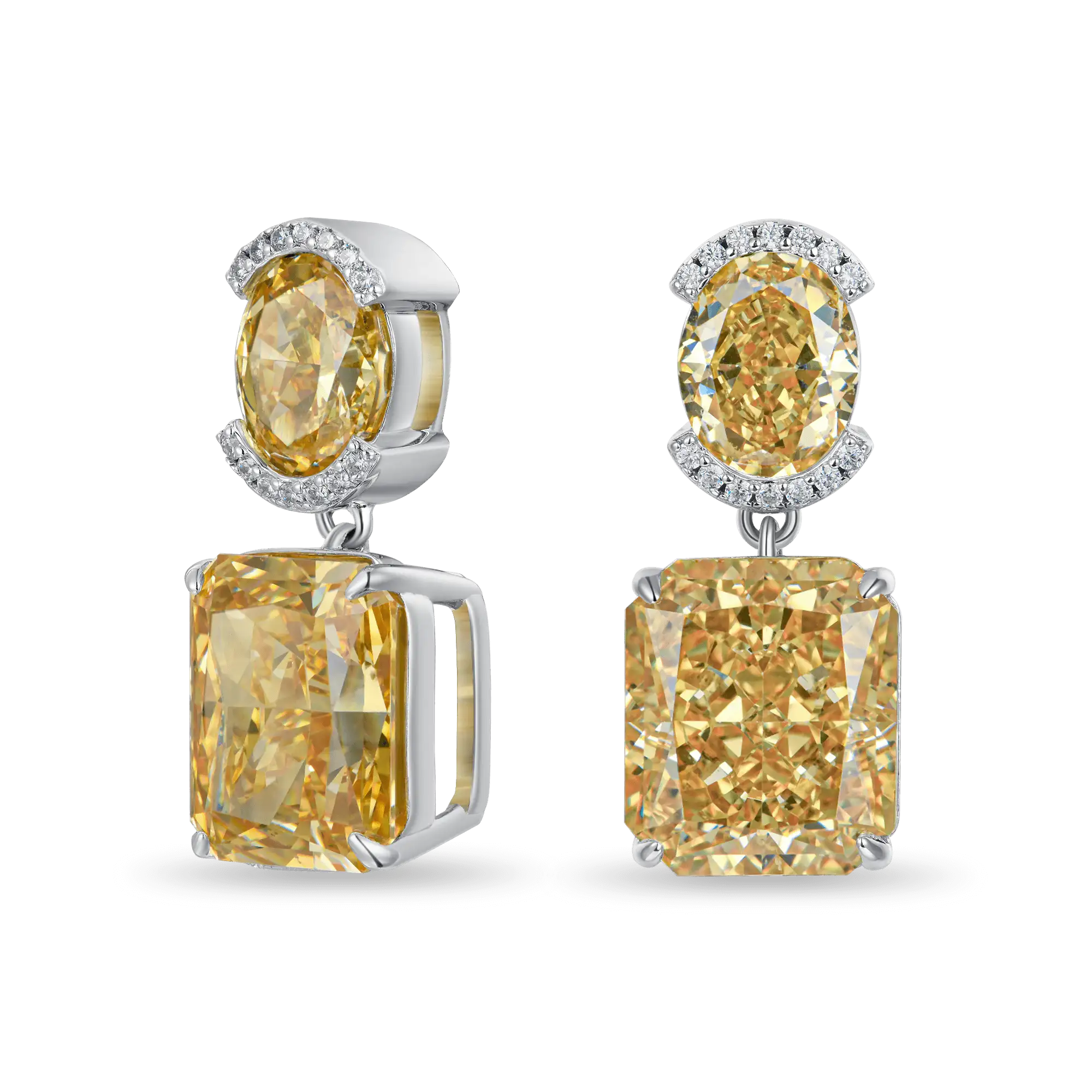 Crushed Ice Emerald Cut Drop Earring - Single - Image 14