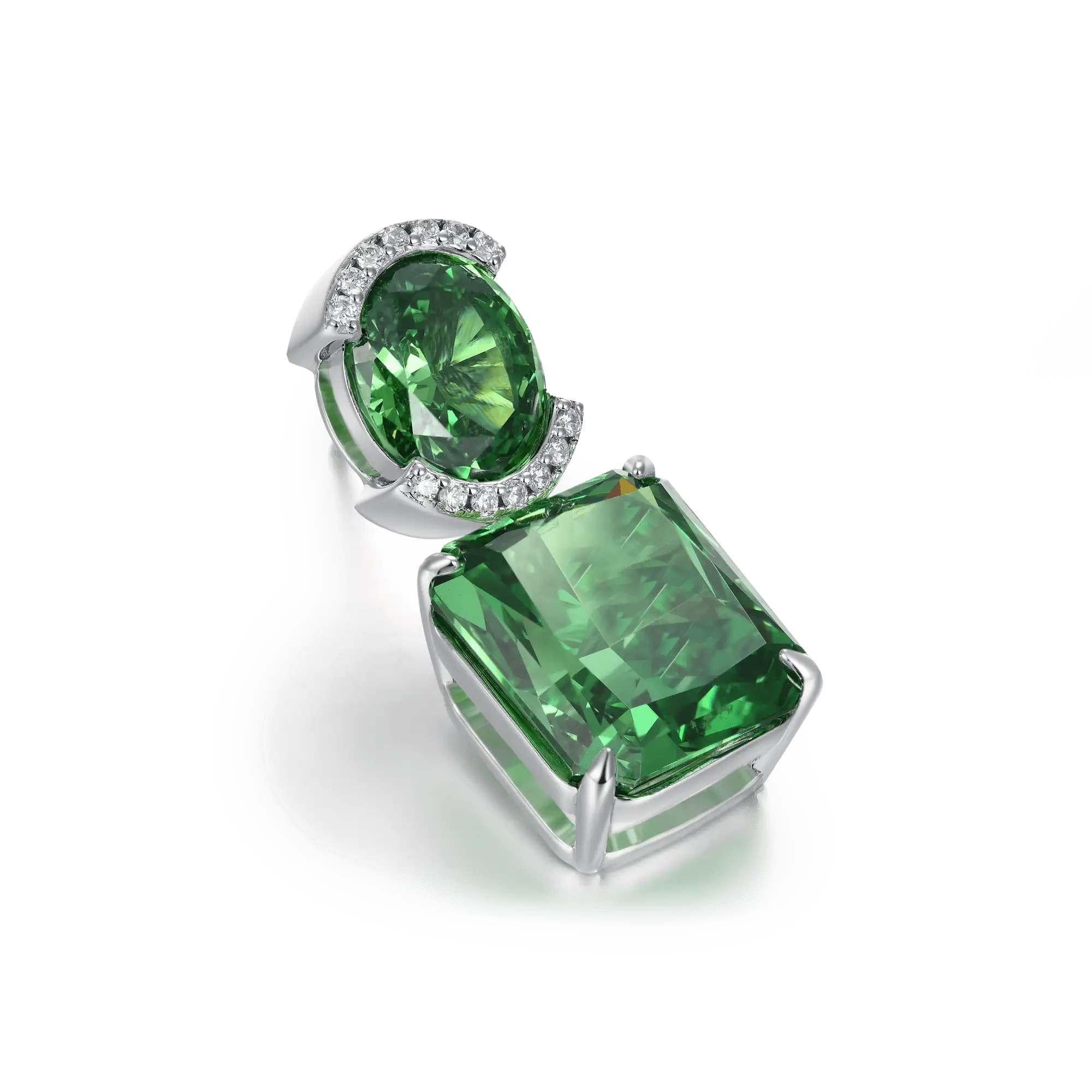 Crushed Ice Emerald Cut Drop Earring - Single - Image 18
