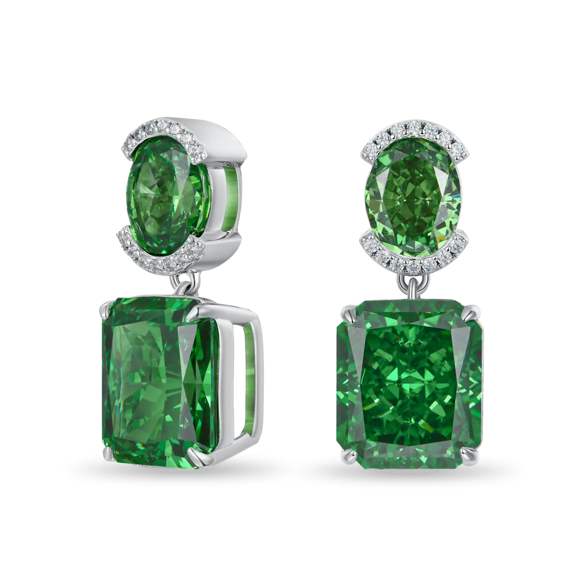 Crushed Ice Emerald Cut Drop Earring - Single - Image 19