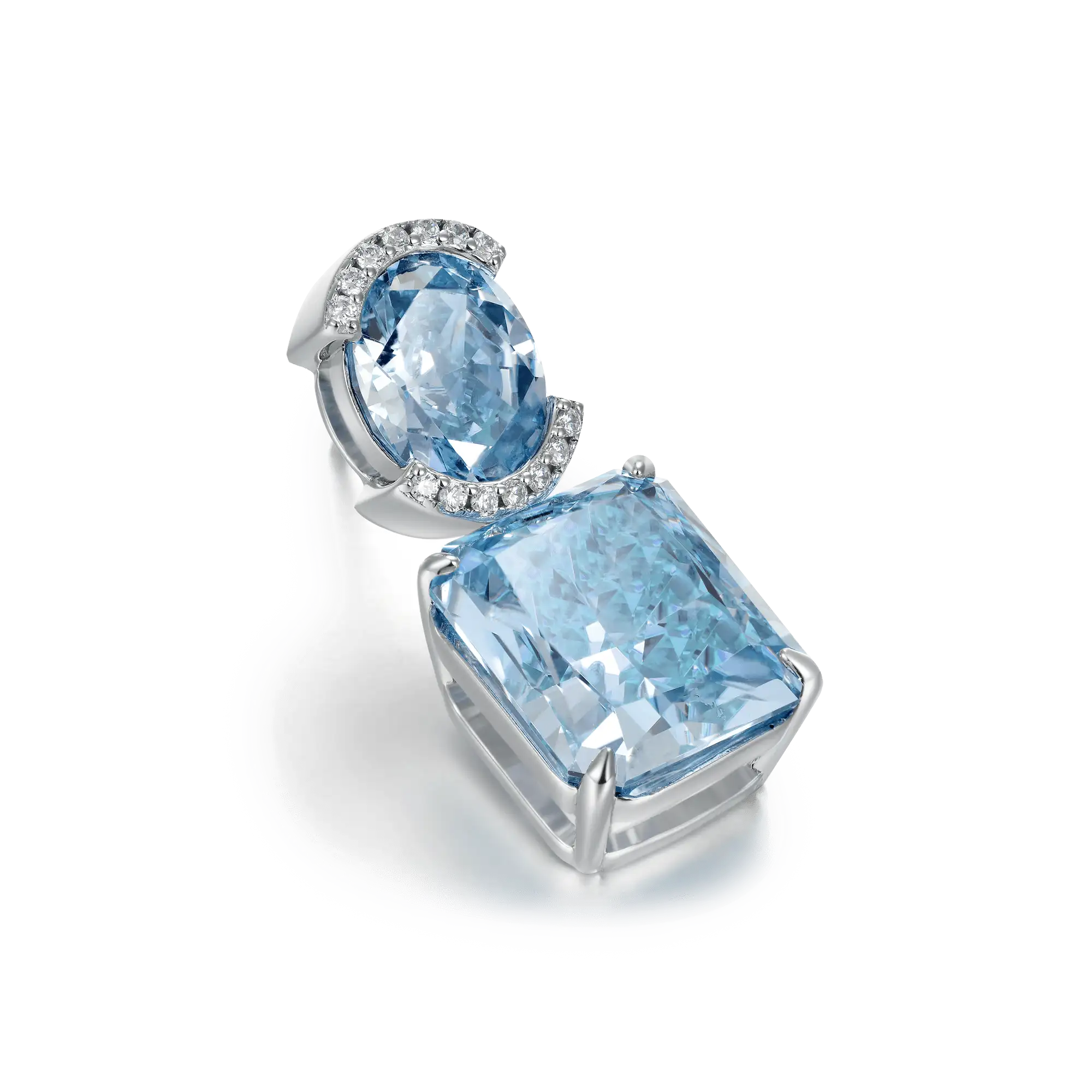 Crushed Ice Emerald Cut Drop Earring - Single - Image 3