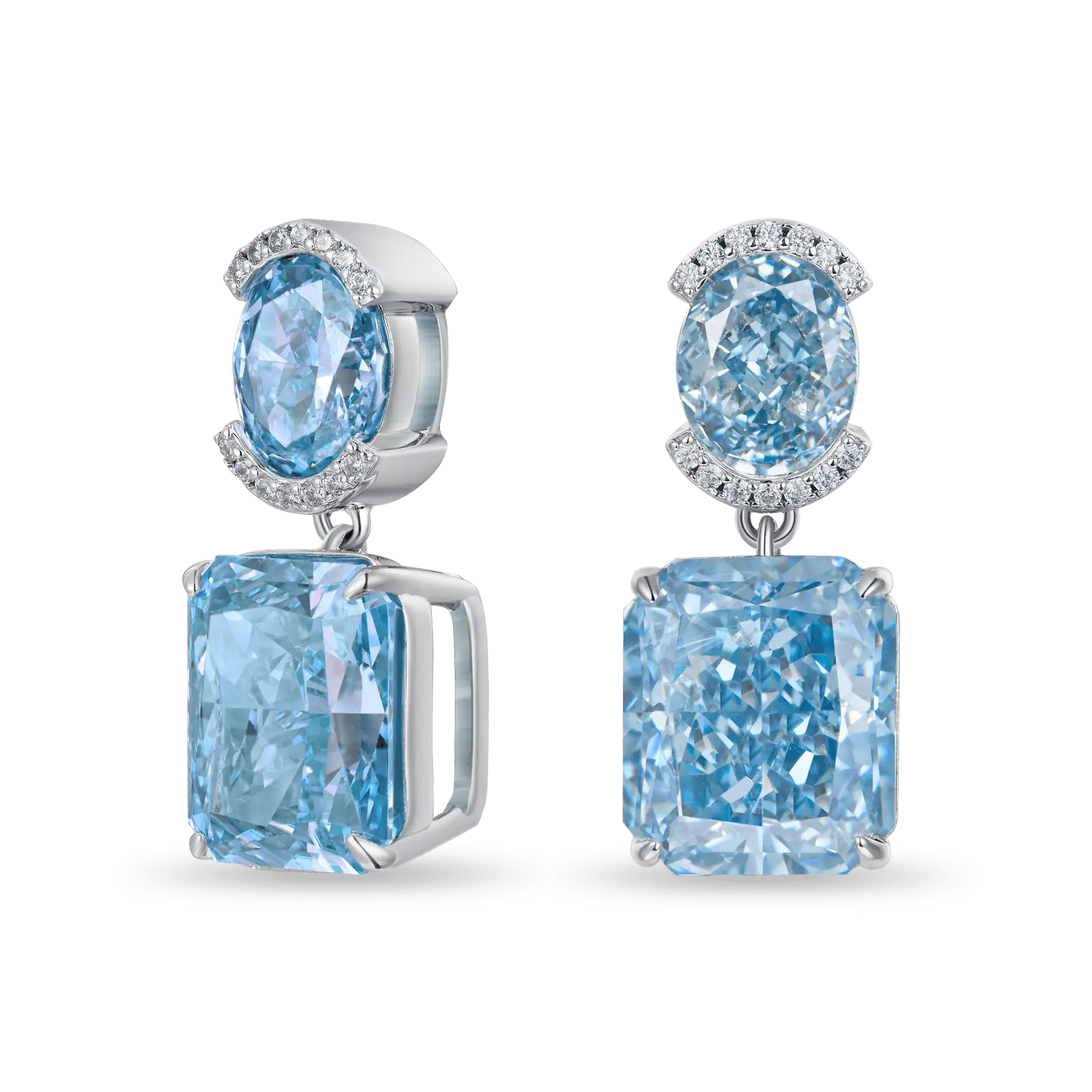 Crushed Ice Emerald Cut Drop Earring - Single - Image 4