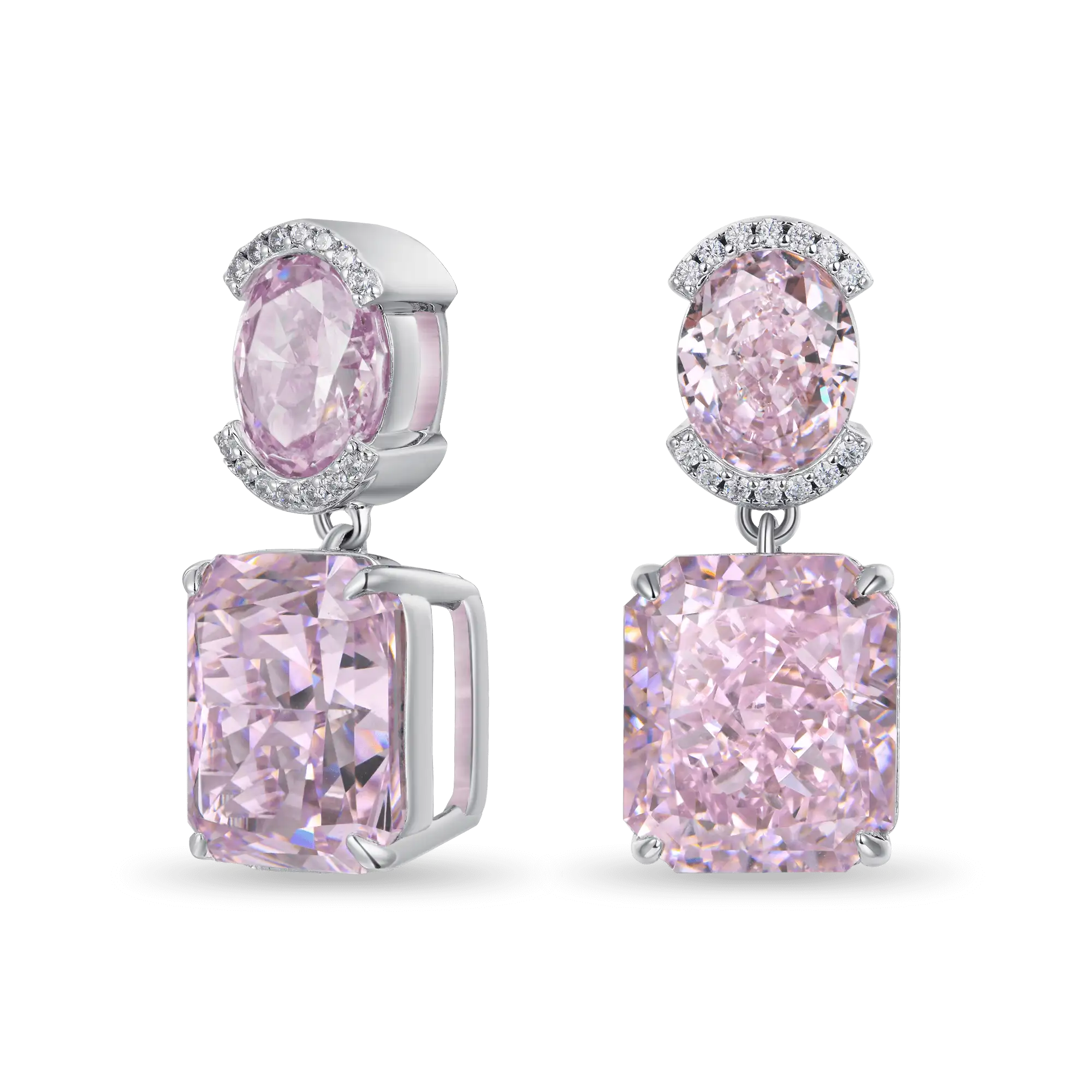 Crushed Ice Emerald Cut Drop Earring - Single - Image 8