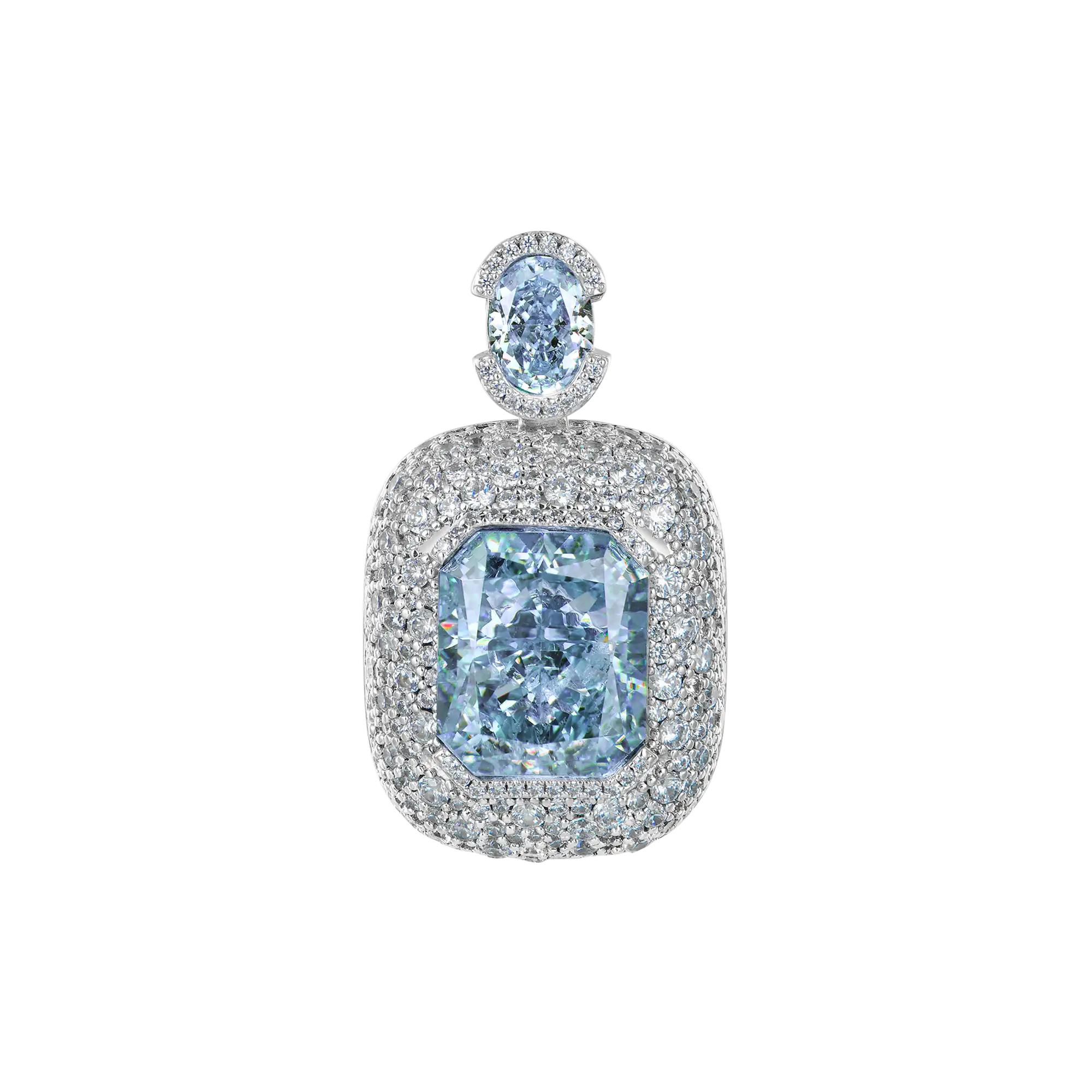 Crushed Ice Emerald Cut Pendant - Blue Gray - Image 4