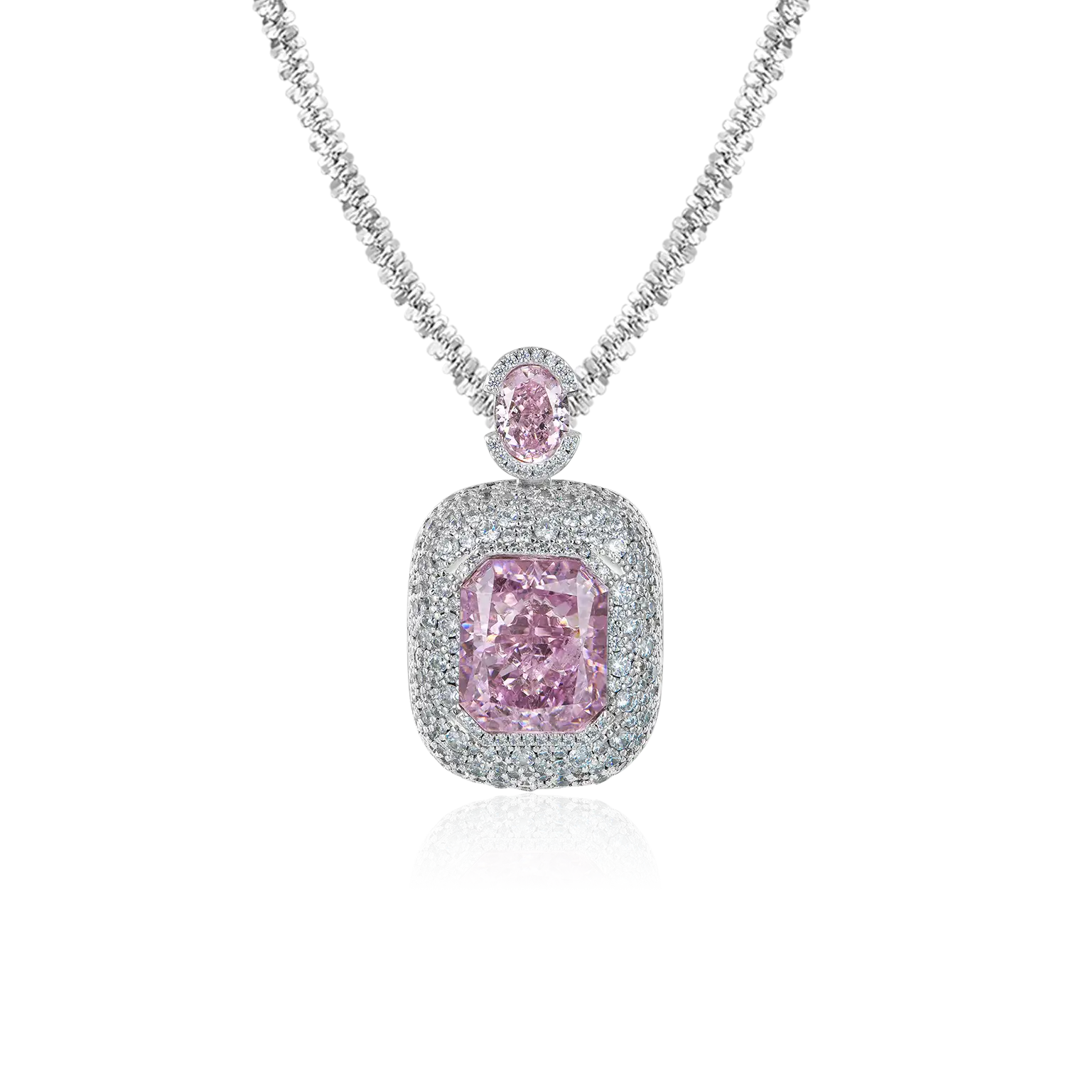 Crushed Ice Emerald Cut Pendant - Fancy Light Pink - Image 5