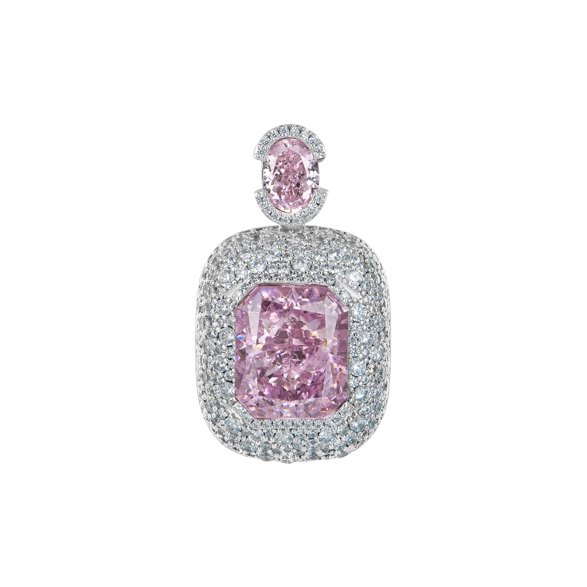 Crushed Ice Emerald Cut Pendant - Fancy Light Pink - Image 6
