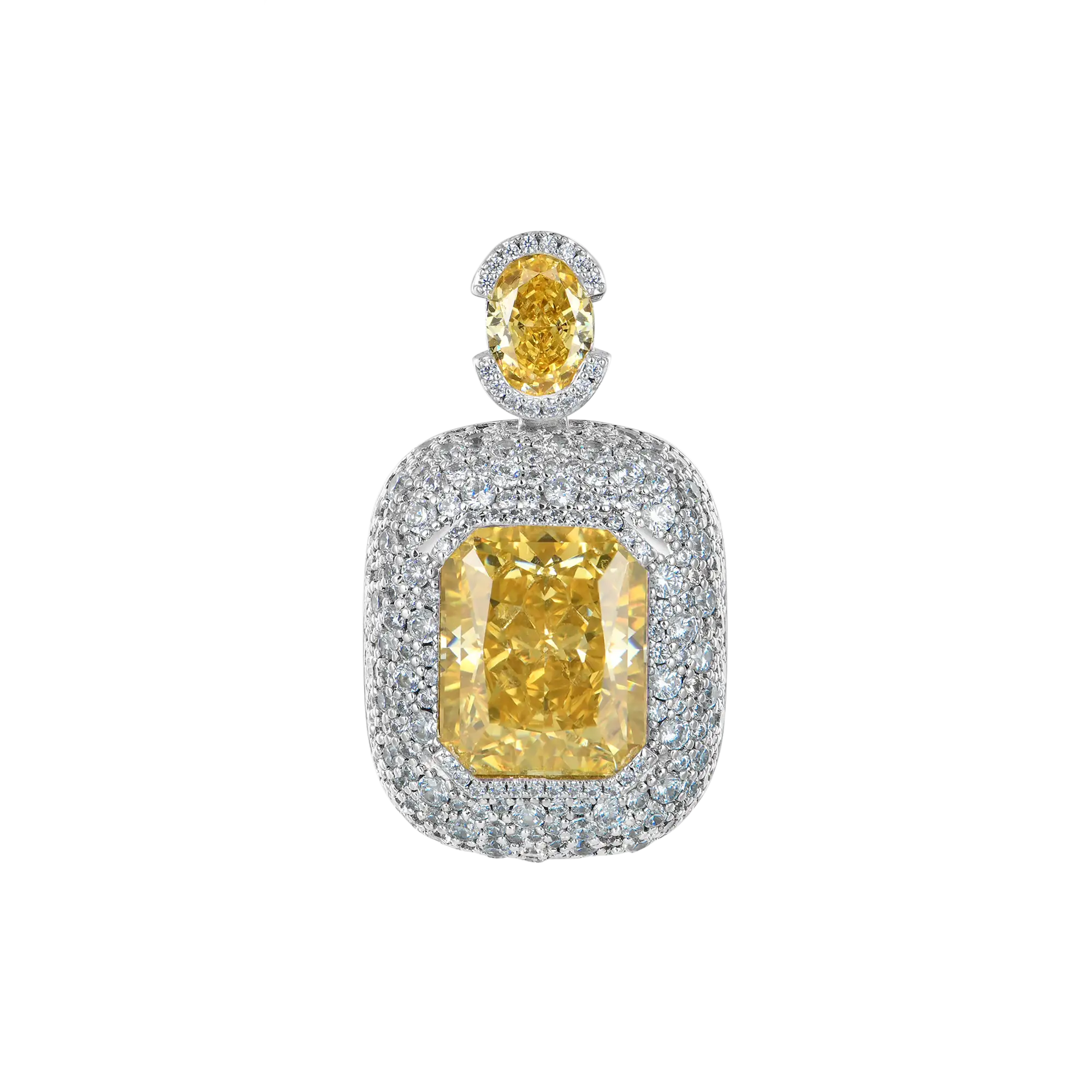 Crushed Ice Emerald Cut Pendant - Fancy Yellow - Image 3