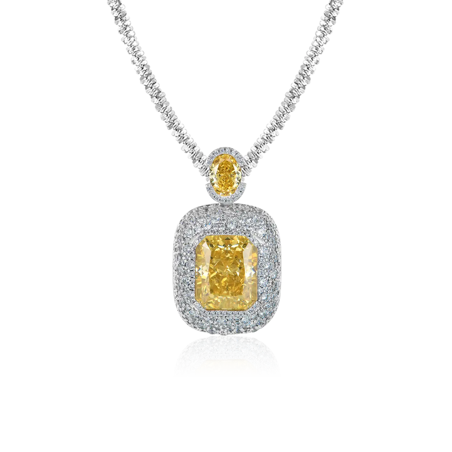 Crushed Ice Emerald Cut Pendant - Fancy Yellow - Image 4