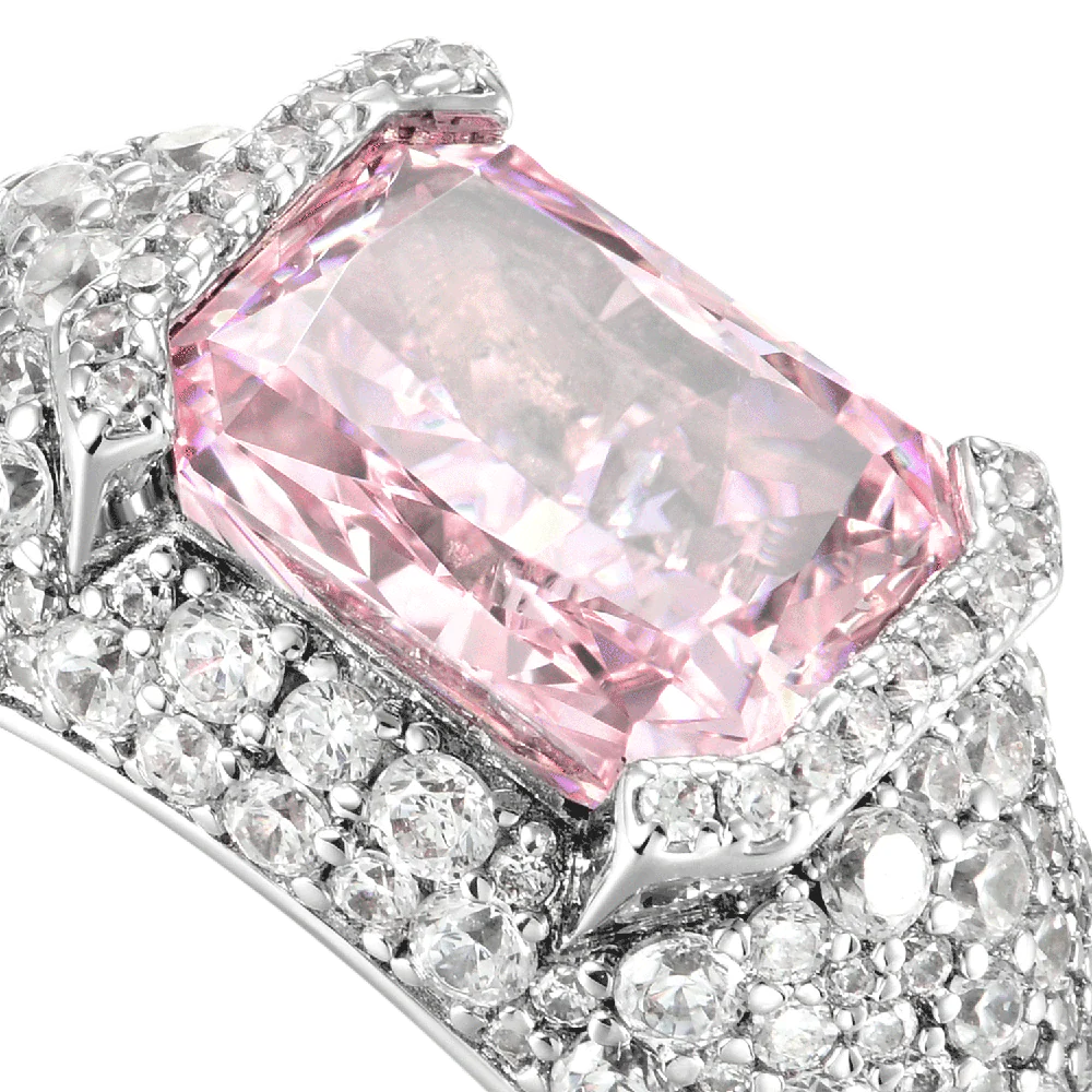 Crushed Ice Emerald Cut Ring - Fancy Light Pink - Image 3