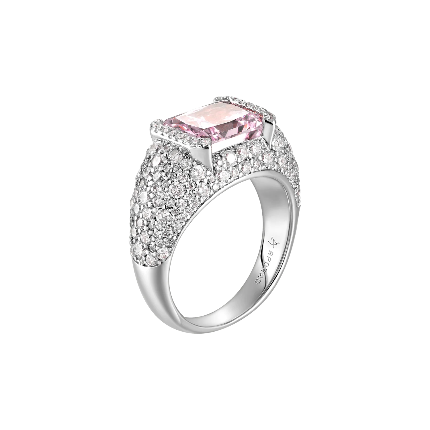Crushed Ice Emerald Cut Ring - Fancy Light Pink - Image 4