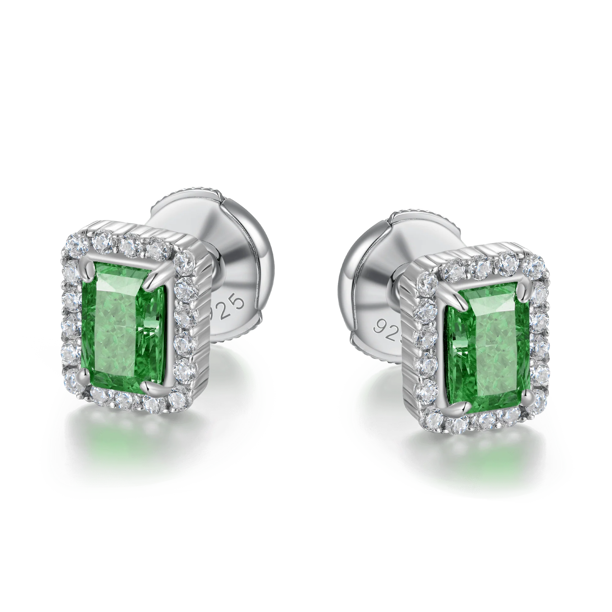 Crushed Ice Emerald Cut Stud Earring - Single - Image 5