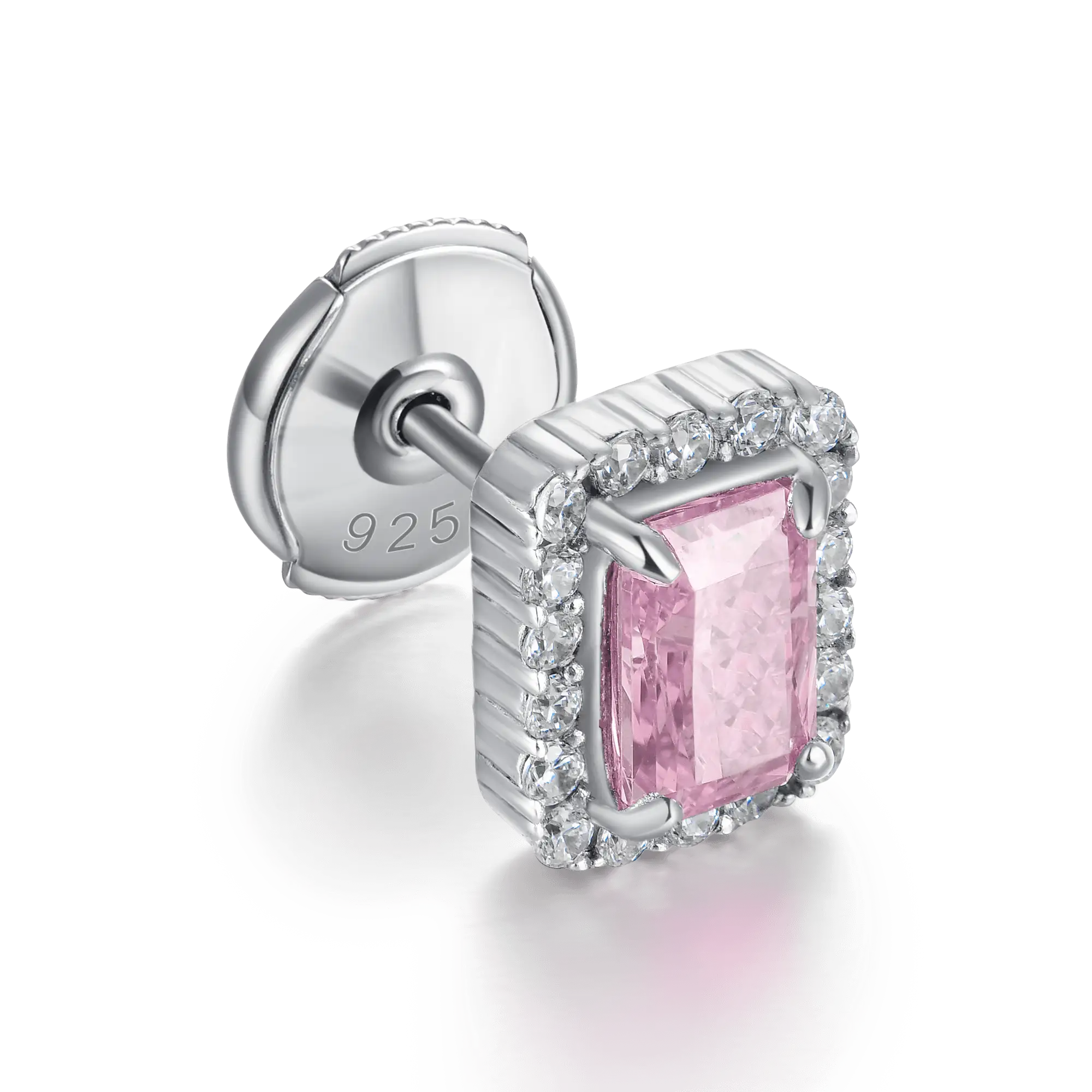 Crushed Ice Emerald Cut Stud Earring - Single - Image 9