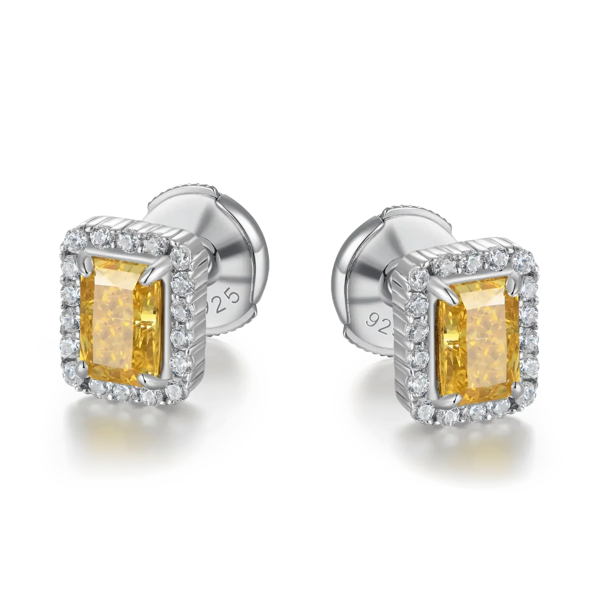 Crushed Ice Emerald Cut Stud Earrings - Pair - Image 11