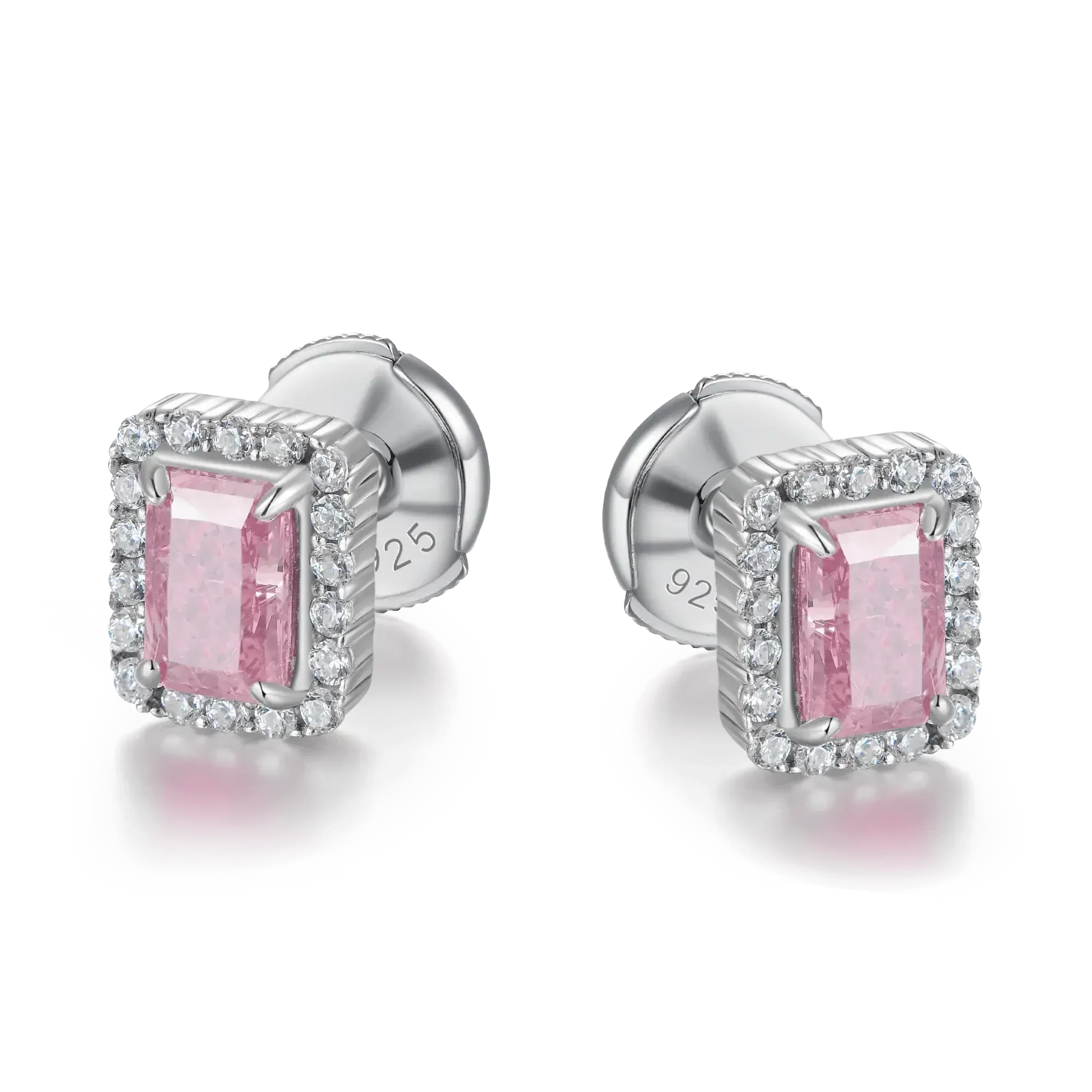 Crushed Ice Emerald Cut Stud Earrings - Pair - Image 6