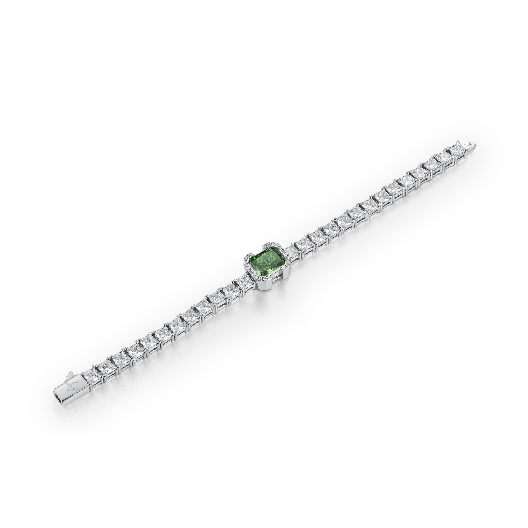 Crushed Ice Emerald Cut Tennis Bracelet - Fancy Green - Image 4