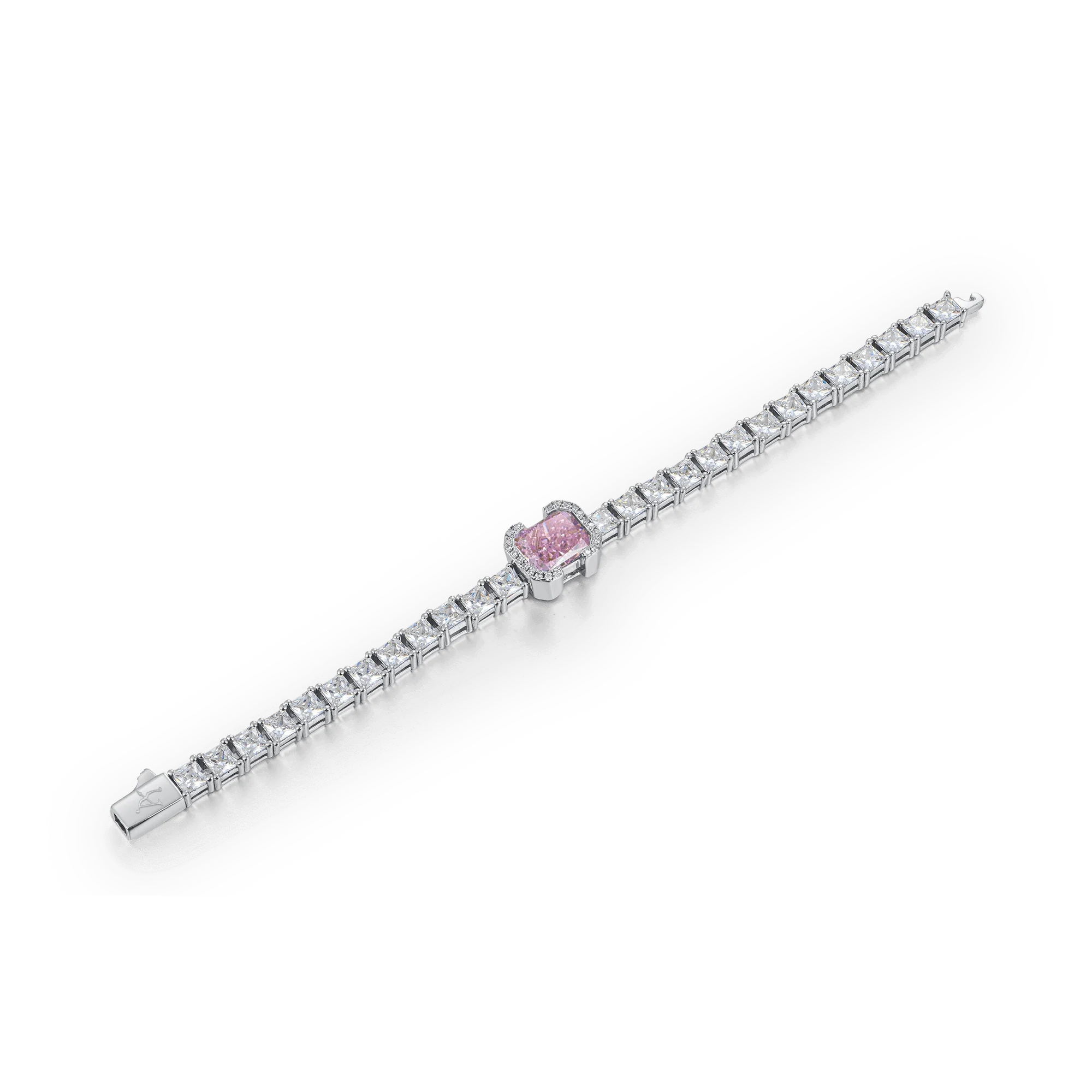 Crushed Ice Emerald Cut Tennis Bracelet - Fancy Light Pink - Image 5