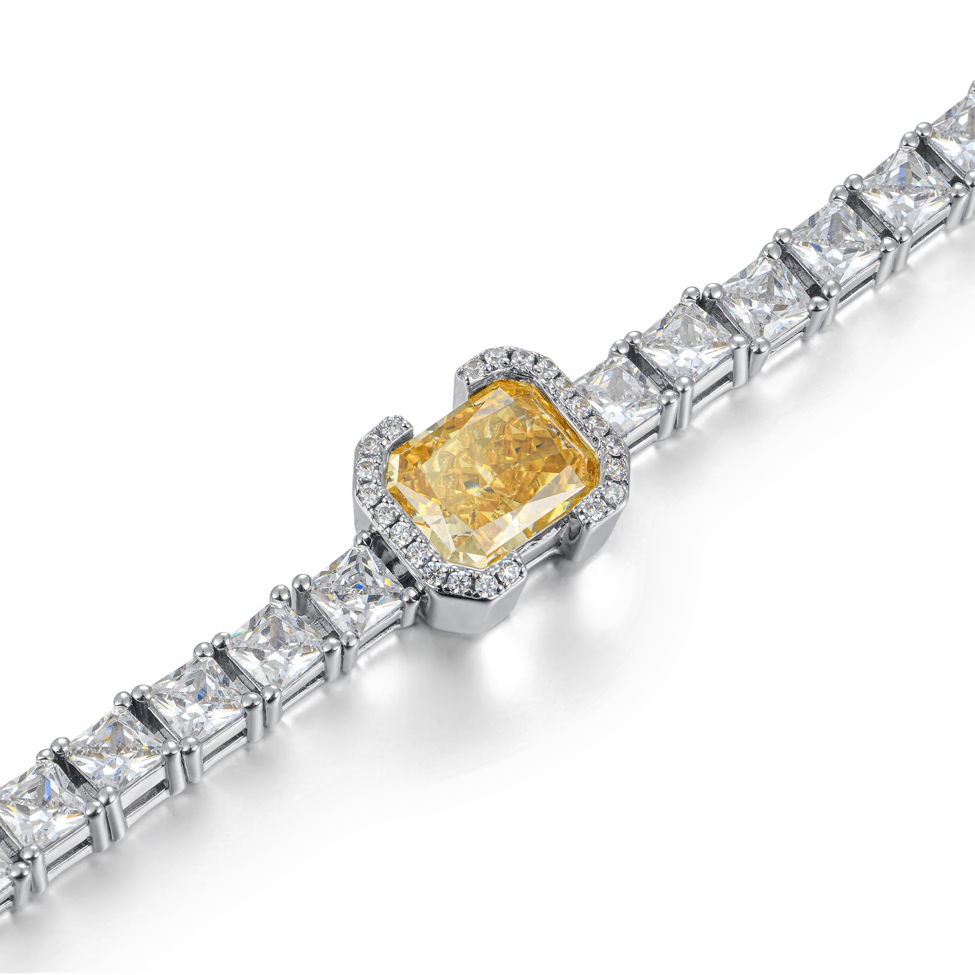 Crushed Ice Emerald Cut Tennis Bracelet - Fancy Yellow - Image 2