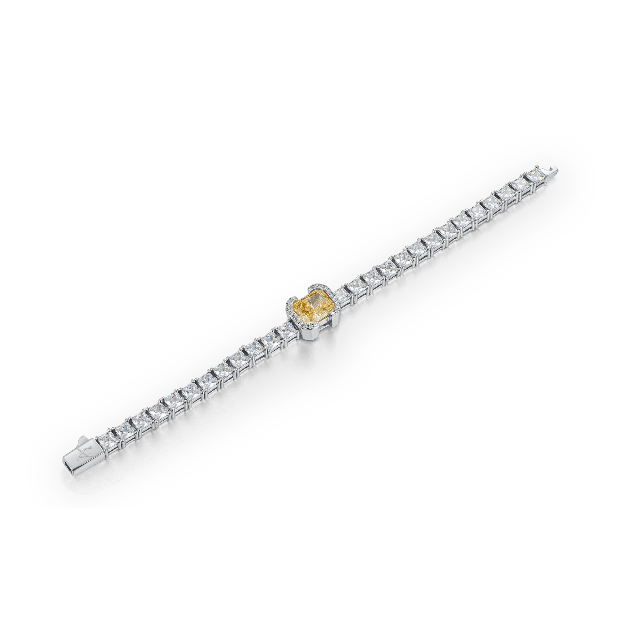 Crushed Ice Emerald Cut Tennis Bracelet - Fancy Yellow - Image 3