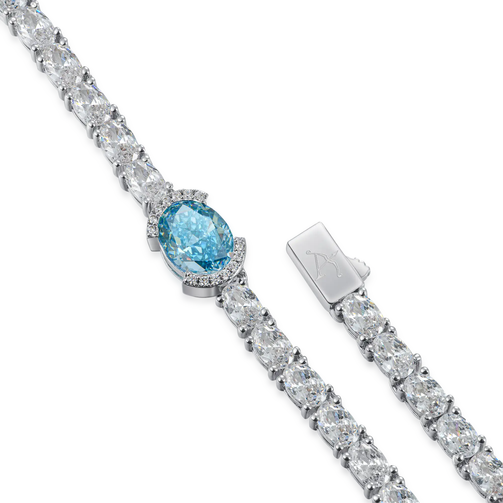 Crushed Ice Oval Tennis Necklace - Blue Gray - Image 3