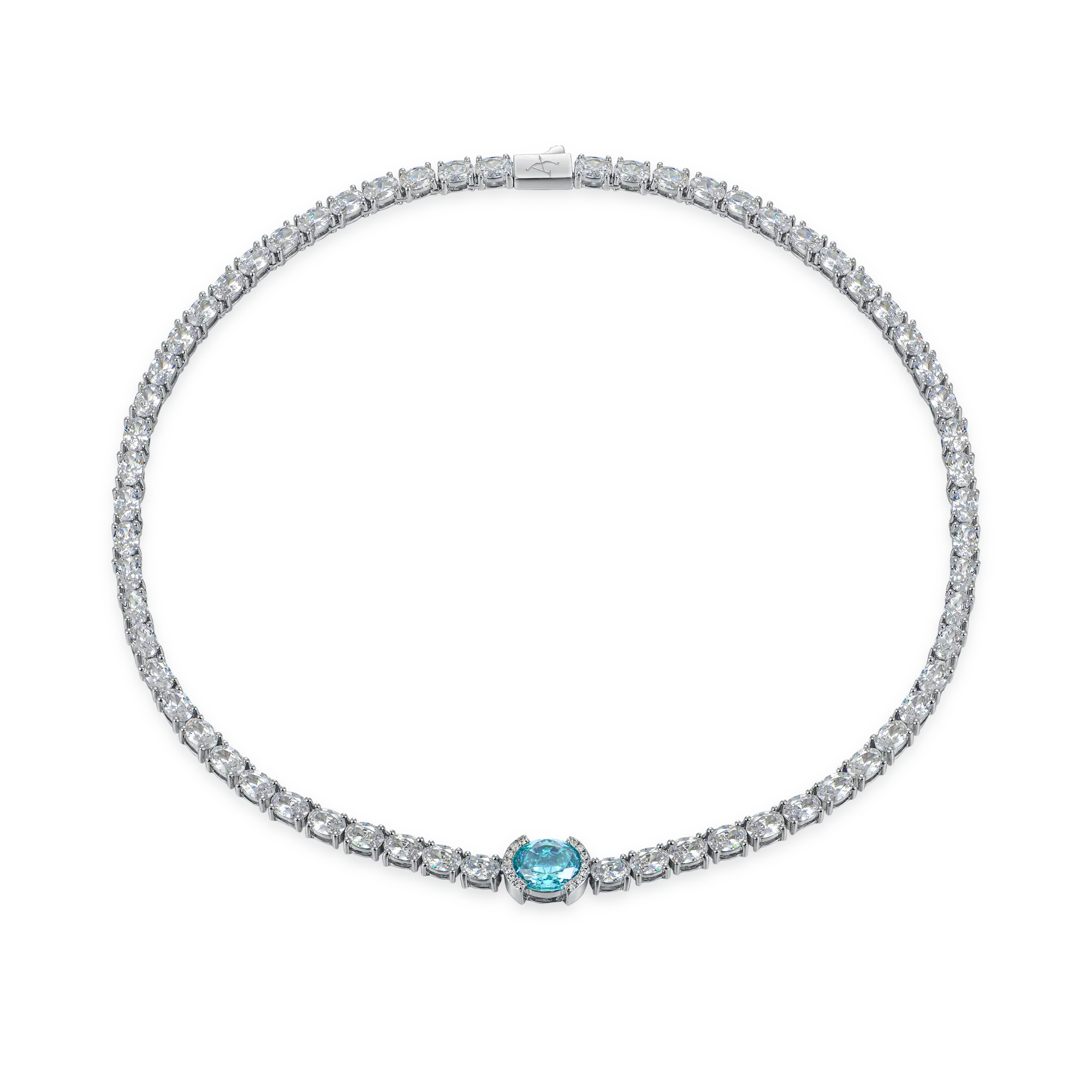 Crushed Ice Oval Tennis Necklace - Blue Gray - Image 5