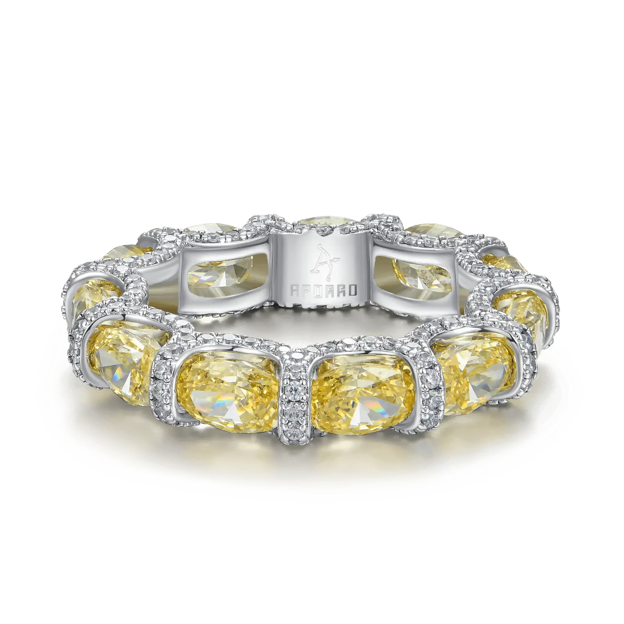 Crushed Ice Oval Cut Ring - Fancy Yellow