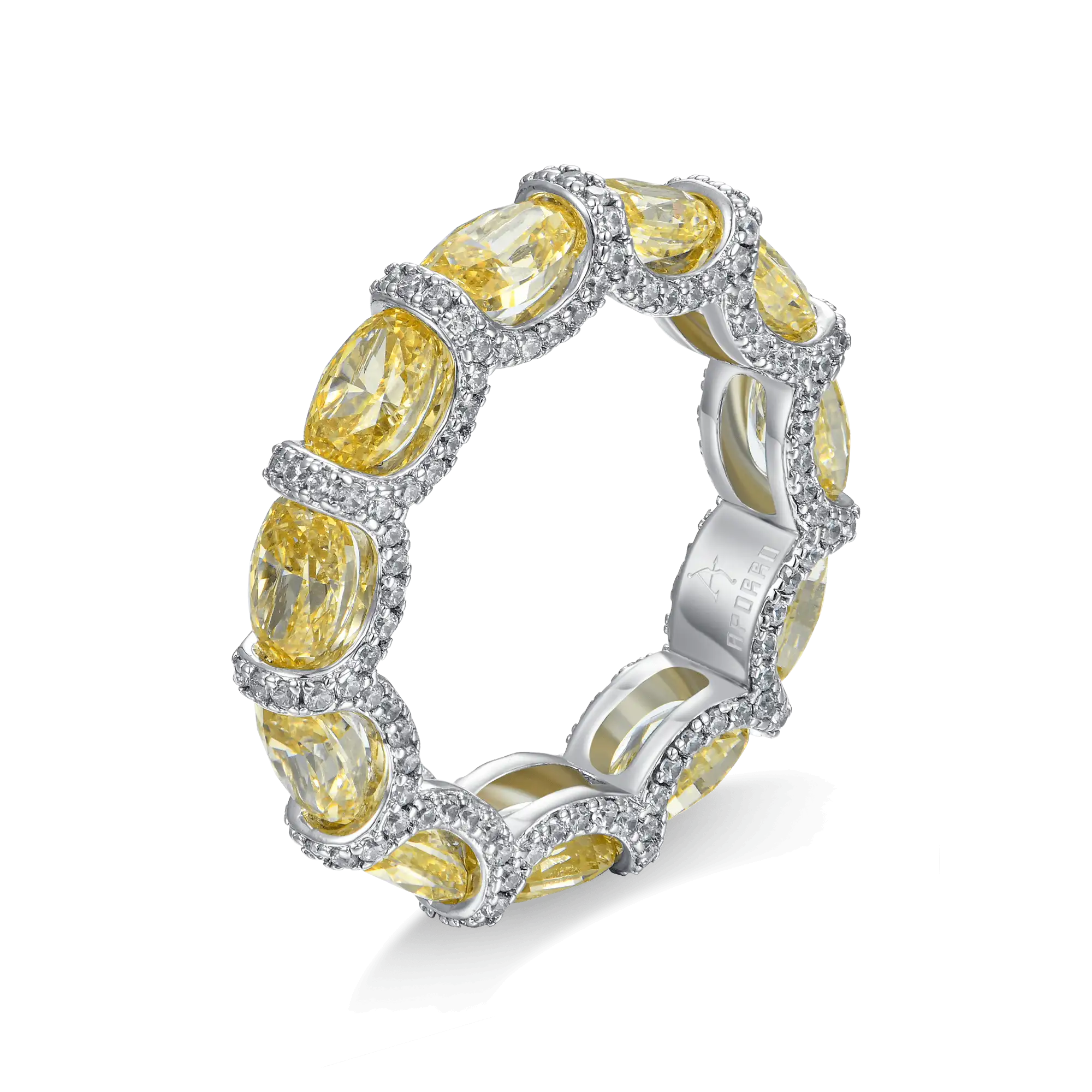 Crushed Ice Oval Cut Ring - Fancy Yellow - Image 3