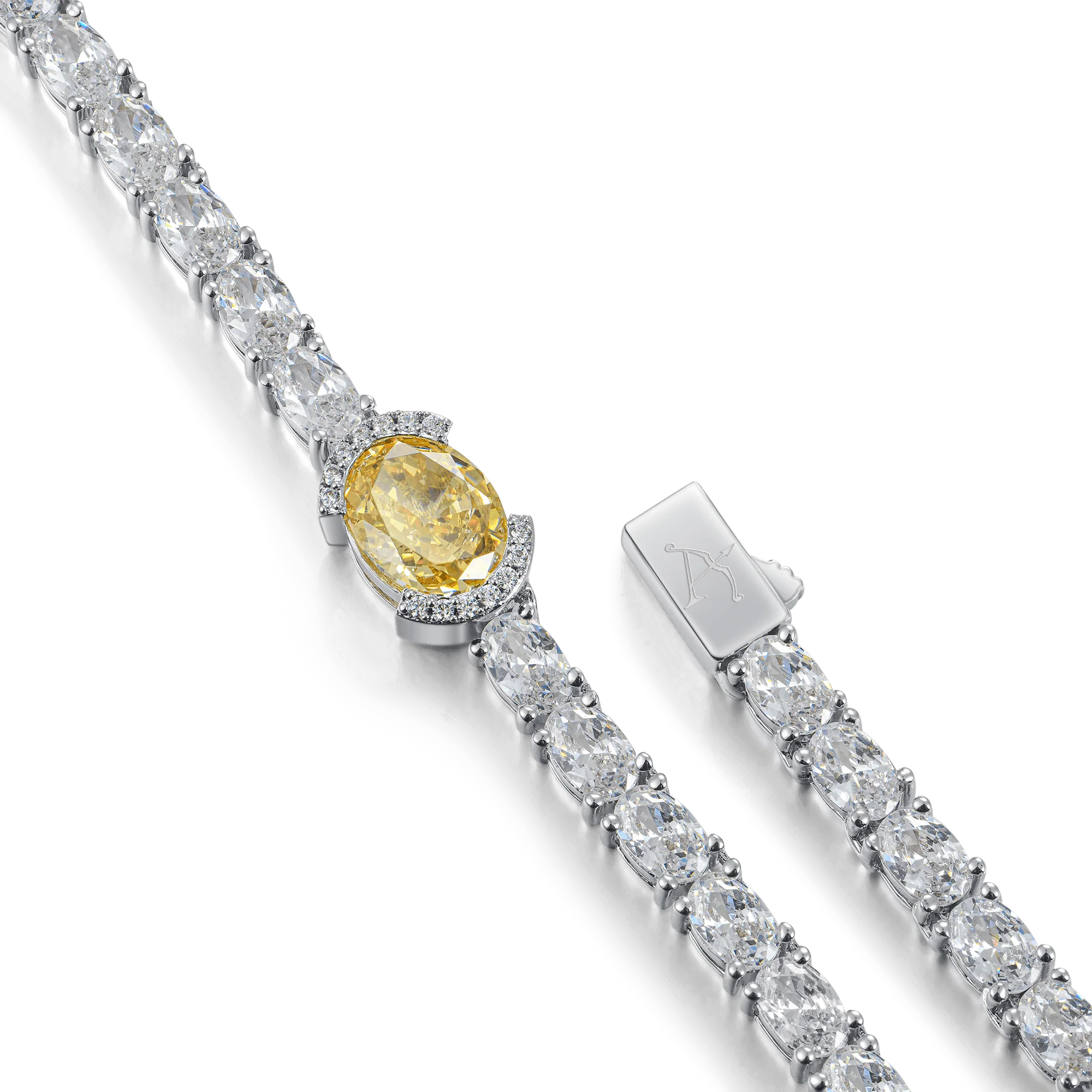 Crushed Ice Oval Tennis Necklace - Fancy Yellow - Image 3